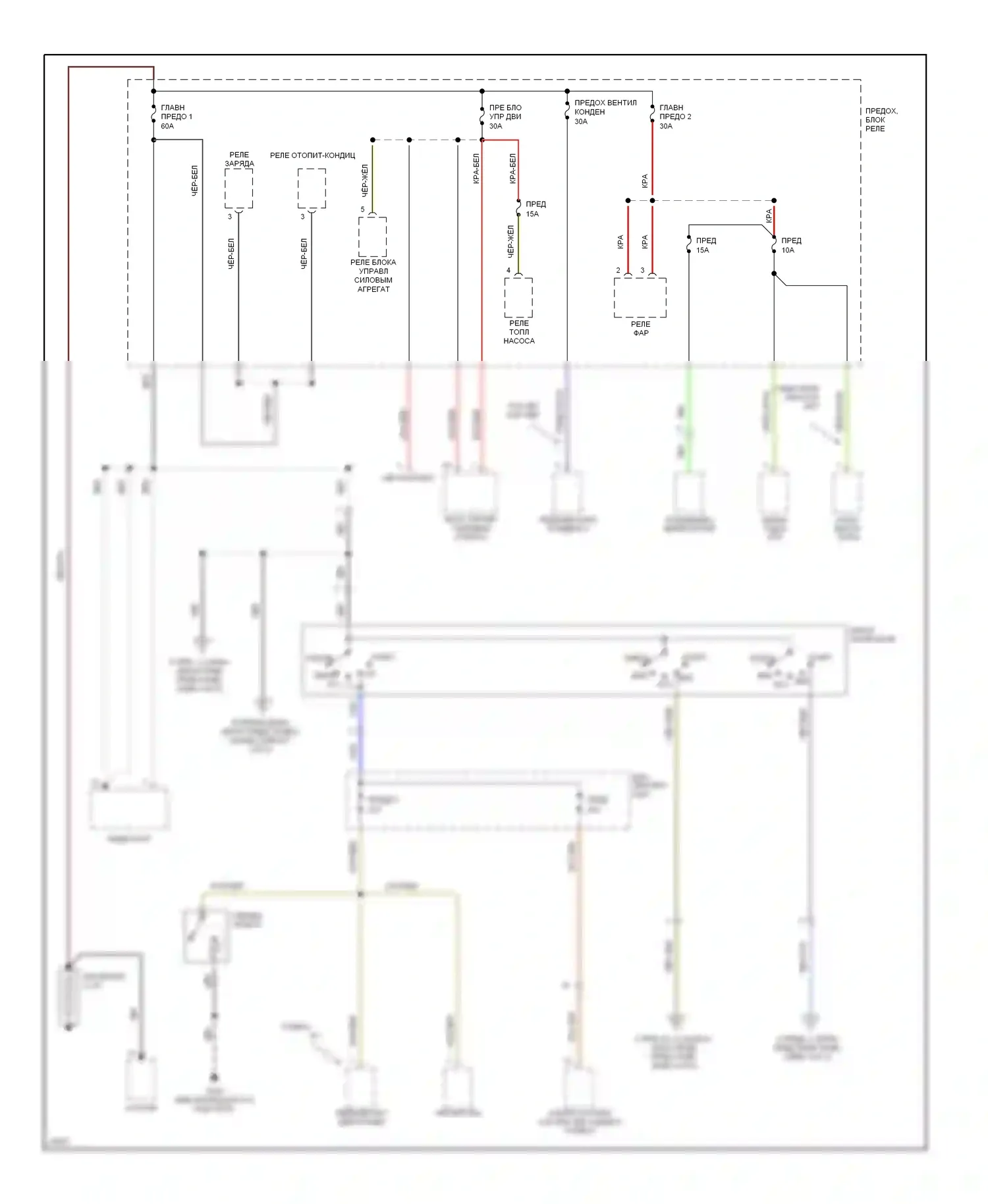 Passport Honda I (1993-1997): Электросхема блока предохранителей реле раннего выпуска (2 из 5) 