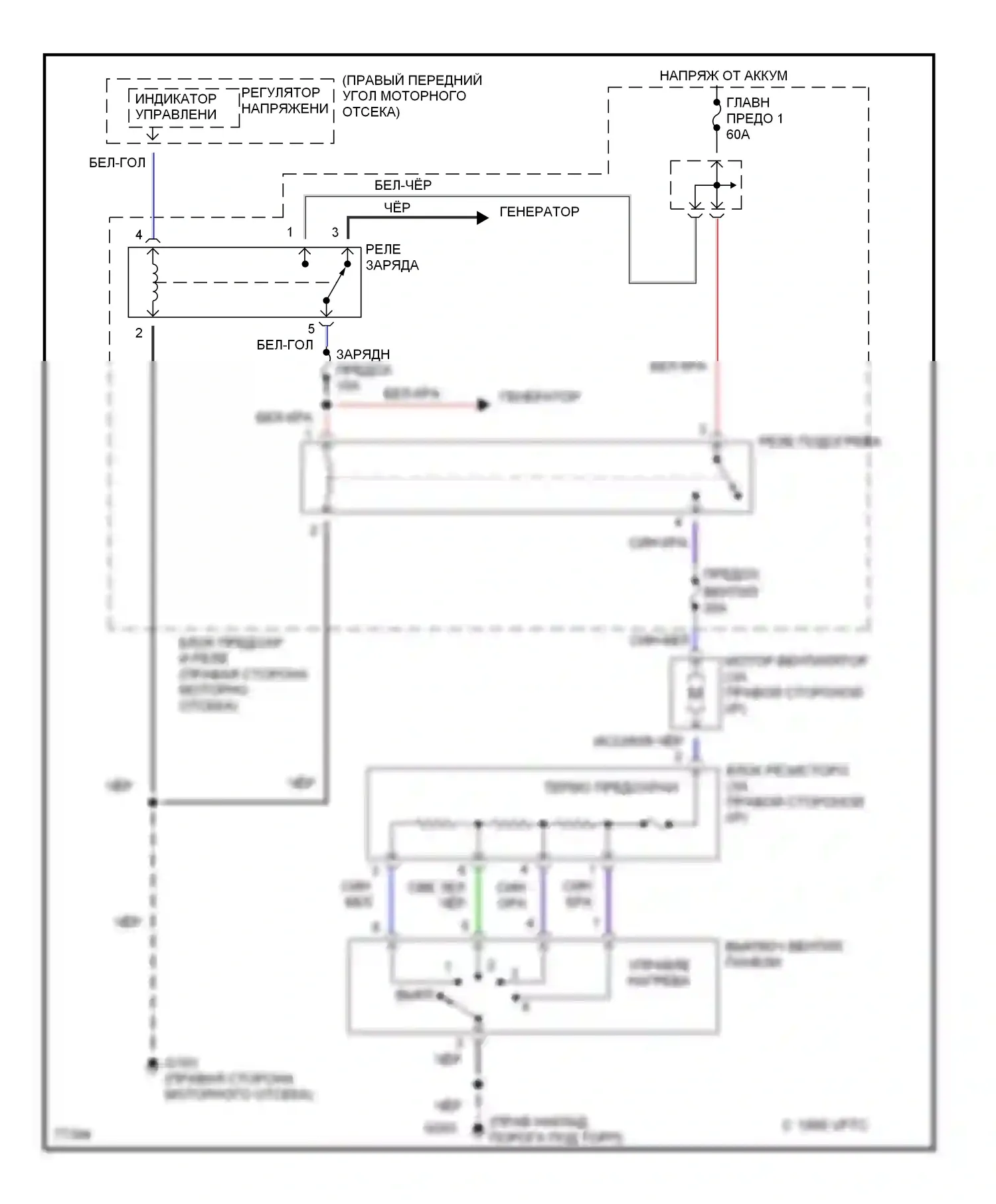 Passport Honda I (1993-1997): Электросхема нагревателя, поздний выпуск 