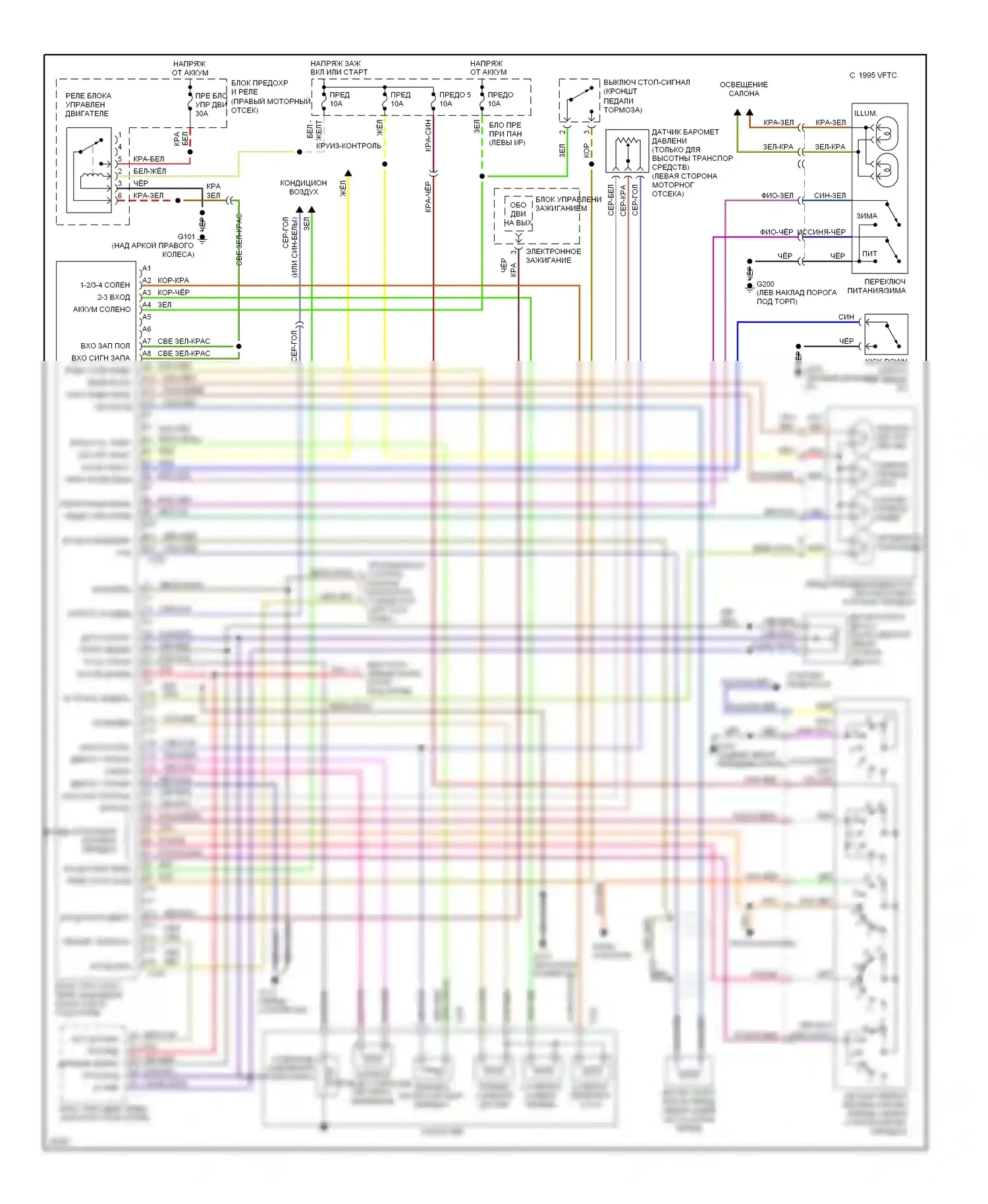 Passport Honda I (1993-1997): 3.2l, электросхема соединений коробки передач, ранний выпуск 