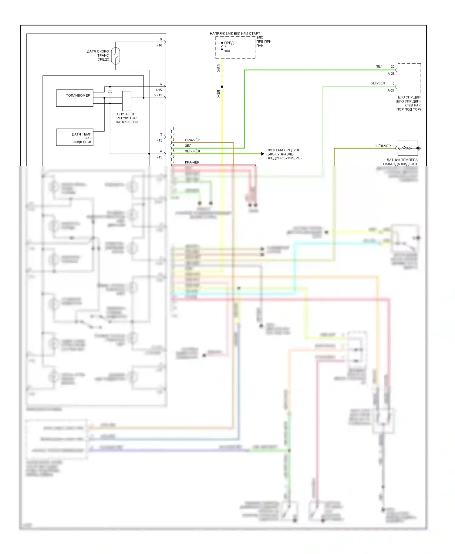 Passport Honda I (1993-1997): 2.6л, электросхема приборной панели, ранний выпуск 