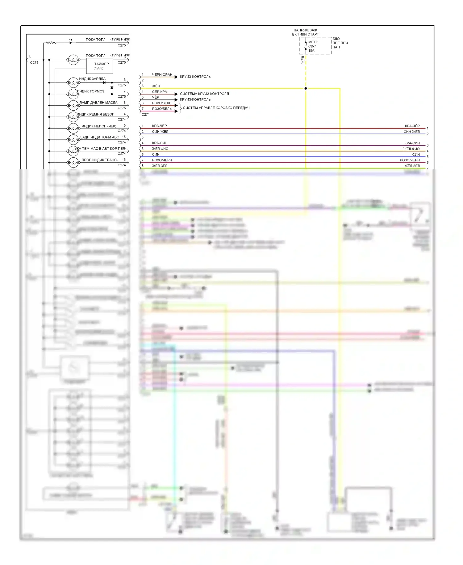 Passport Honda I (1993-1997): 3.2l, электросхема приборной панели, поздний выпуск (1 из 2) 
