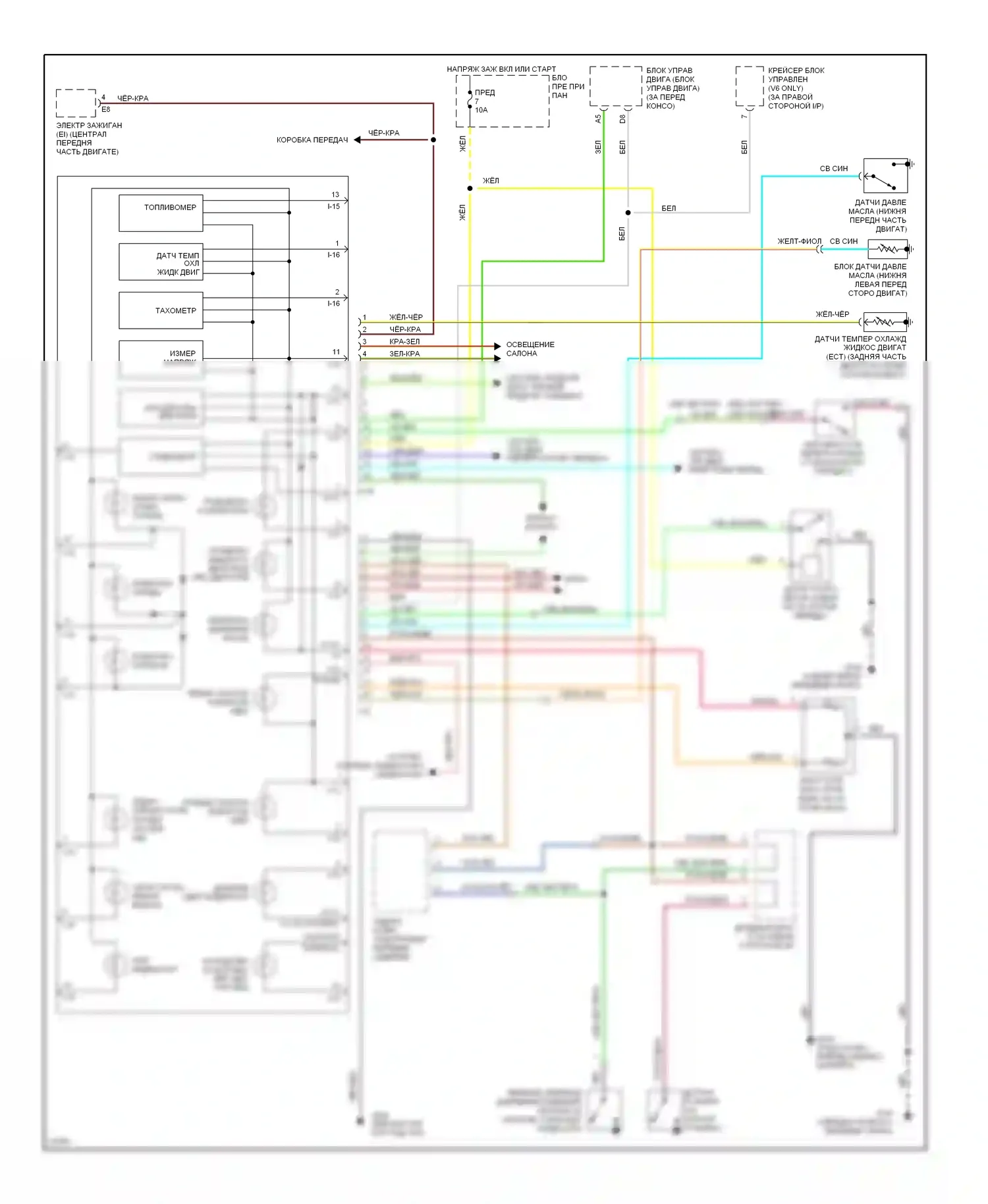 Passport Honda I (1993-1997): 3.2l, электросхема приборной панели, ранний выпуск 