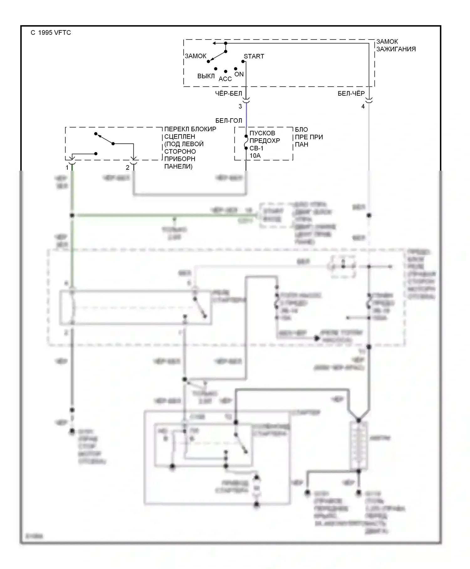 Passport Honda I (1993-1997): Электросхема стартера, механическая коробка передач позднего выпуска 