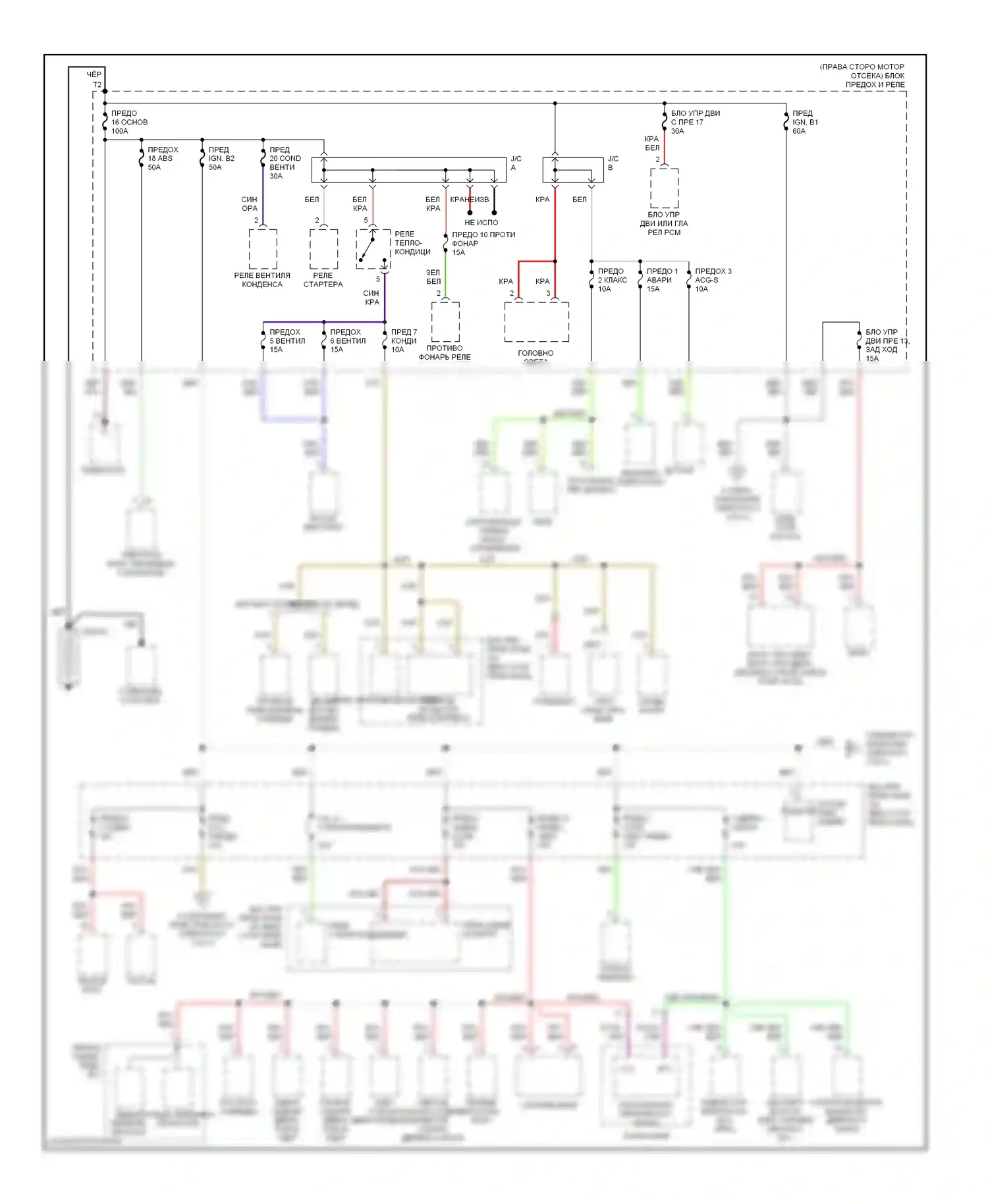 Passport Honda II (1997-2002): Электросхема блока предохранителей реле (1 из 3) 