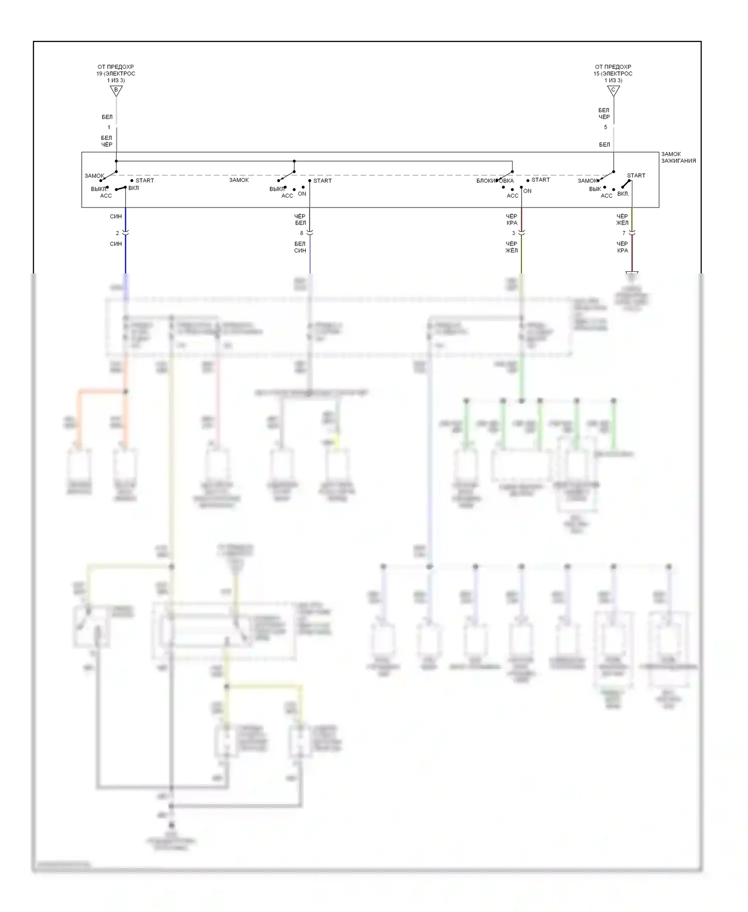 Passport Honda II (1997-2002): Электросхема блока предохранителей реле (2 из 3) 