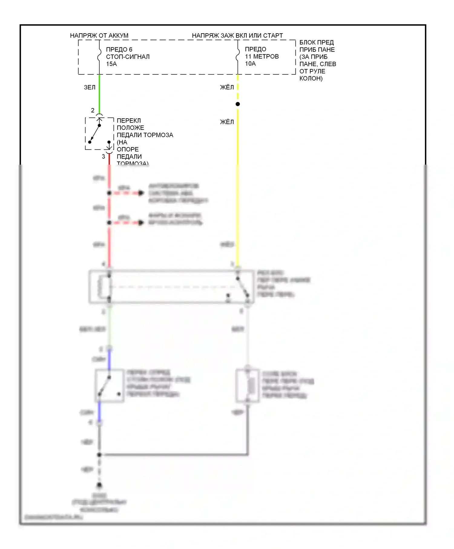 Passport Honda II (1997-2002): Электросхема блокировки селектора 