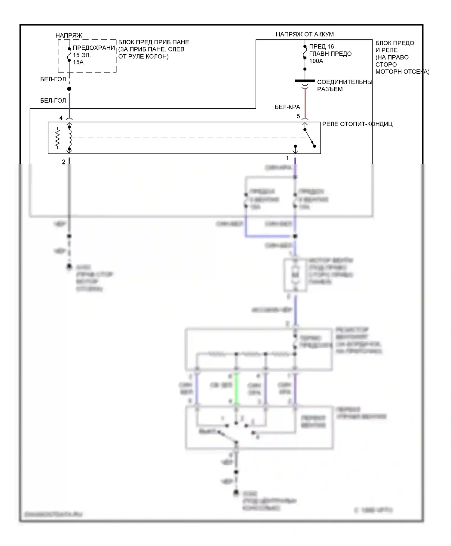 Passport Honda II (1997-2002): Электросхема нагревателя 