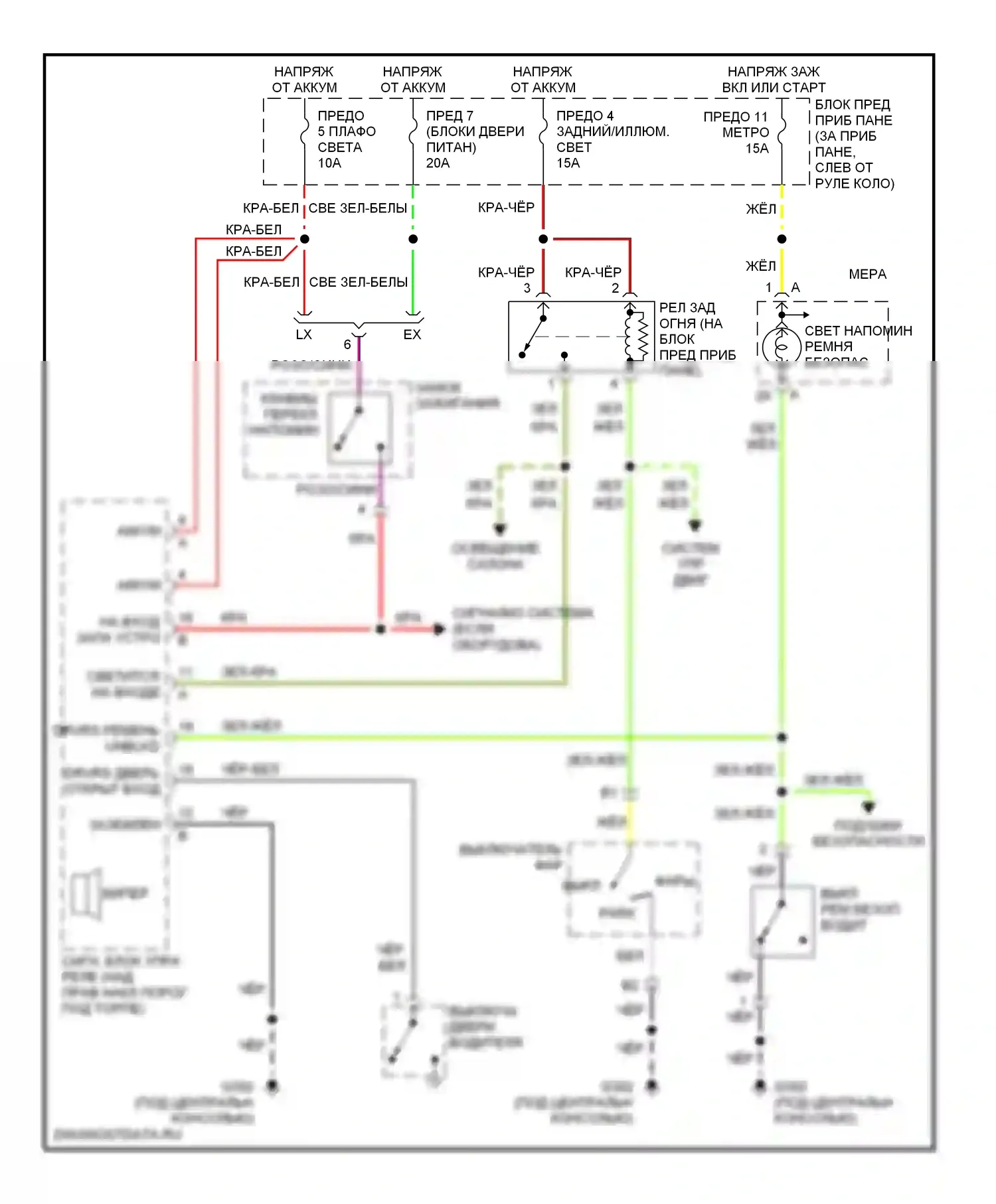 Passport Honda II (1997-2002): Электросхемы системы оповещения 