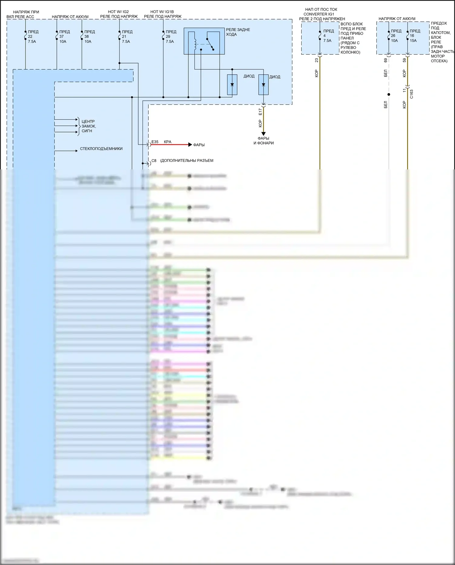 Passport Honda III рестайлинг (2021-2024): Электросхема блоков управления кузовом (1 из 2) 