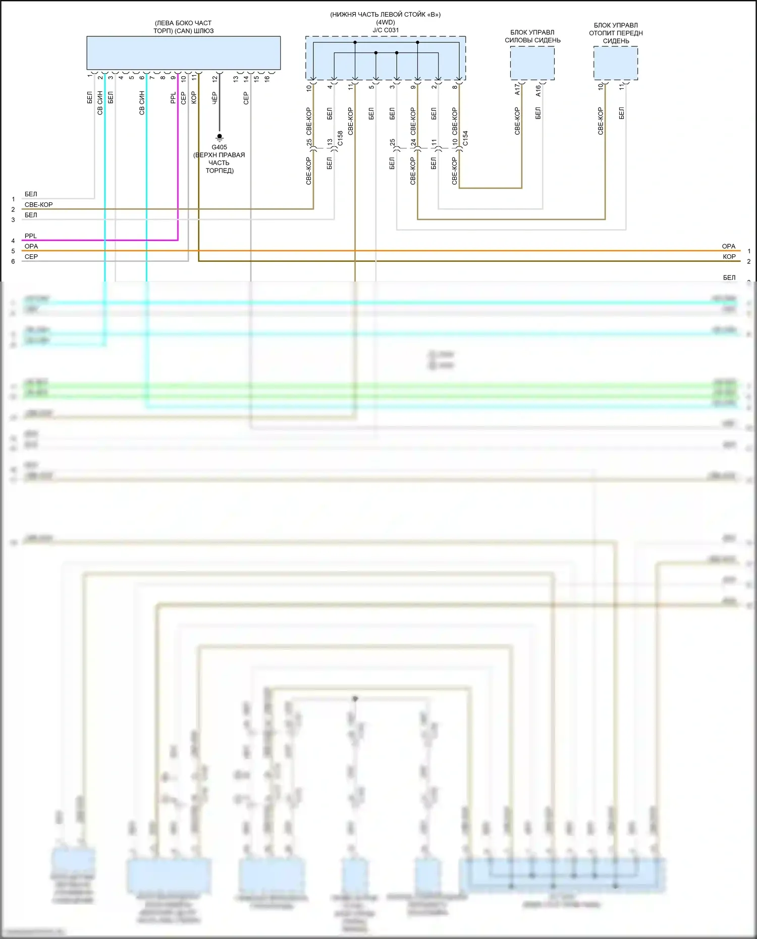 Passport Honda III рестайлинг (2021-2024): Can шина электросхема (2 из 5) 