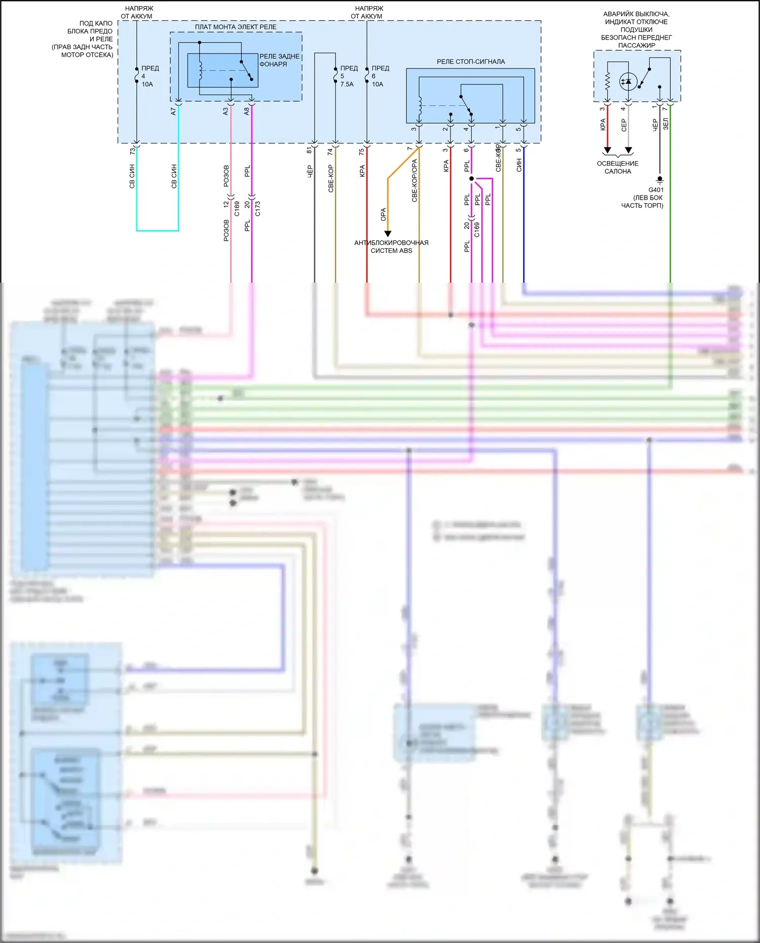 Passport Honda III рестайлинг (2021-2024): Электросхема фар и фонарей (1 из 3) 