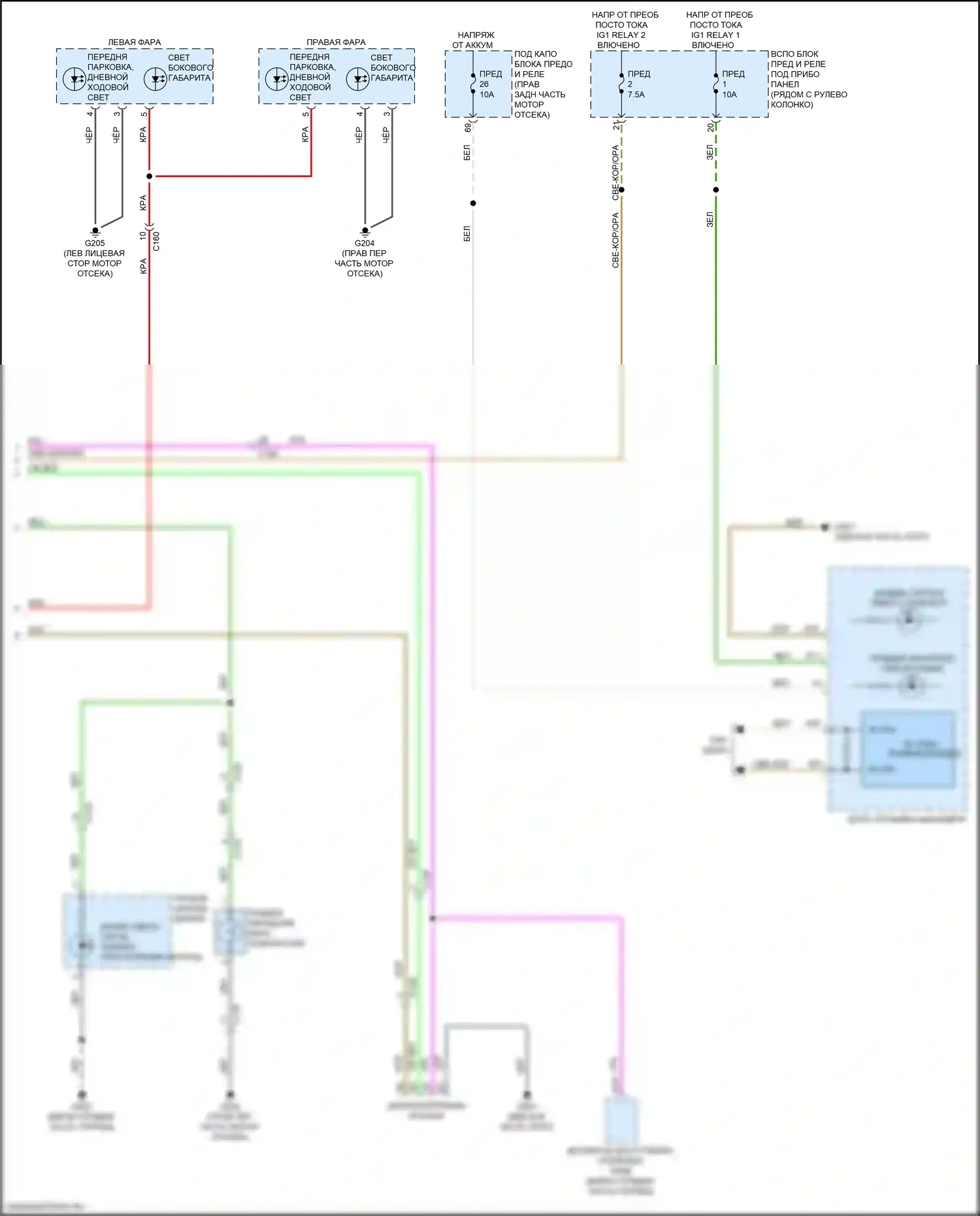 Passport Honda III рестайлинг (2021-2024): Электросхема фар и фонарей (3 из 3) 