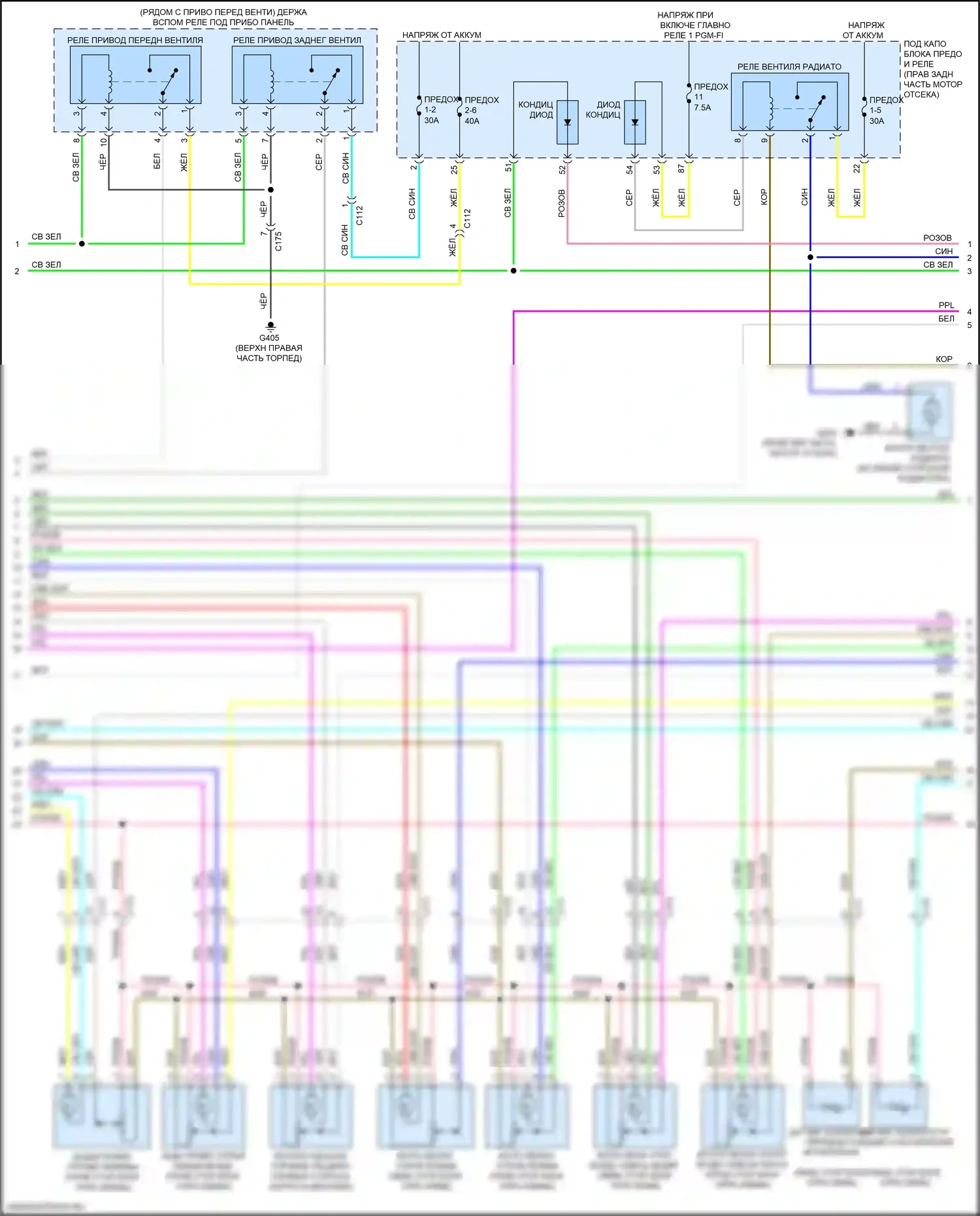 Passport Honda III рестайлинг (2021-2024): Электросхема климат контроля (2 из 3) 