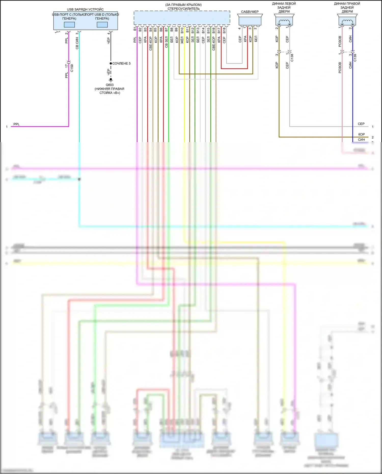 Passport Honda III рестайлинг (2021-2024): Электросхема магнитолы, 10 динамиков (2 из 5) 