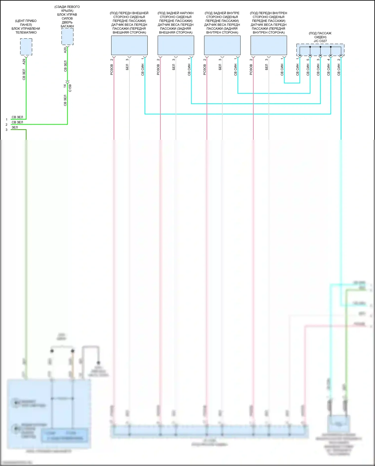 Passport Honda III рестайлинг (2021-2024): Электросхема подушек безопасности (2 из 3) 