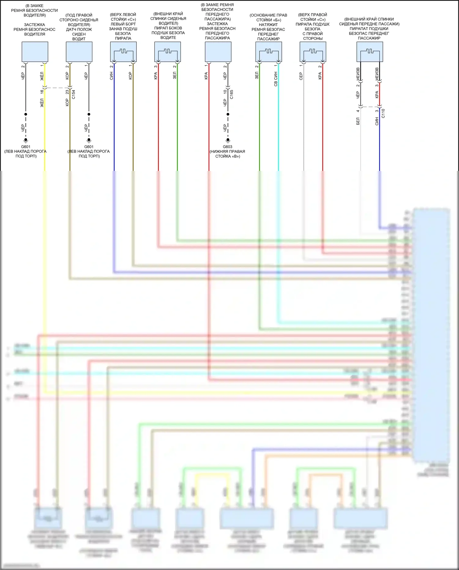 Passport Honda III рестайлинг (2021-2024): Электросхема подушек безопасности (3 из 3) 