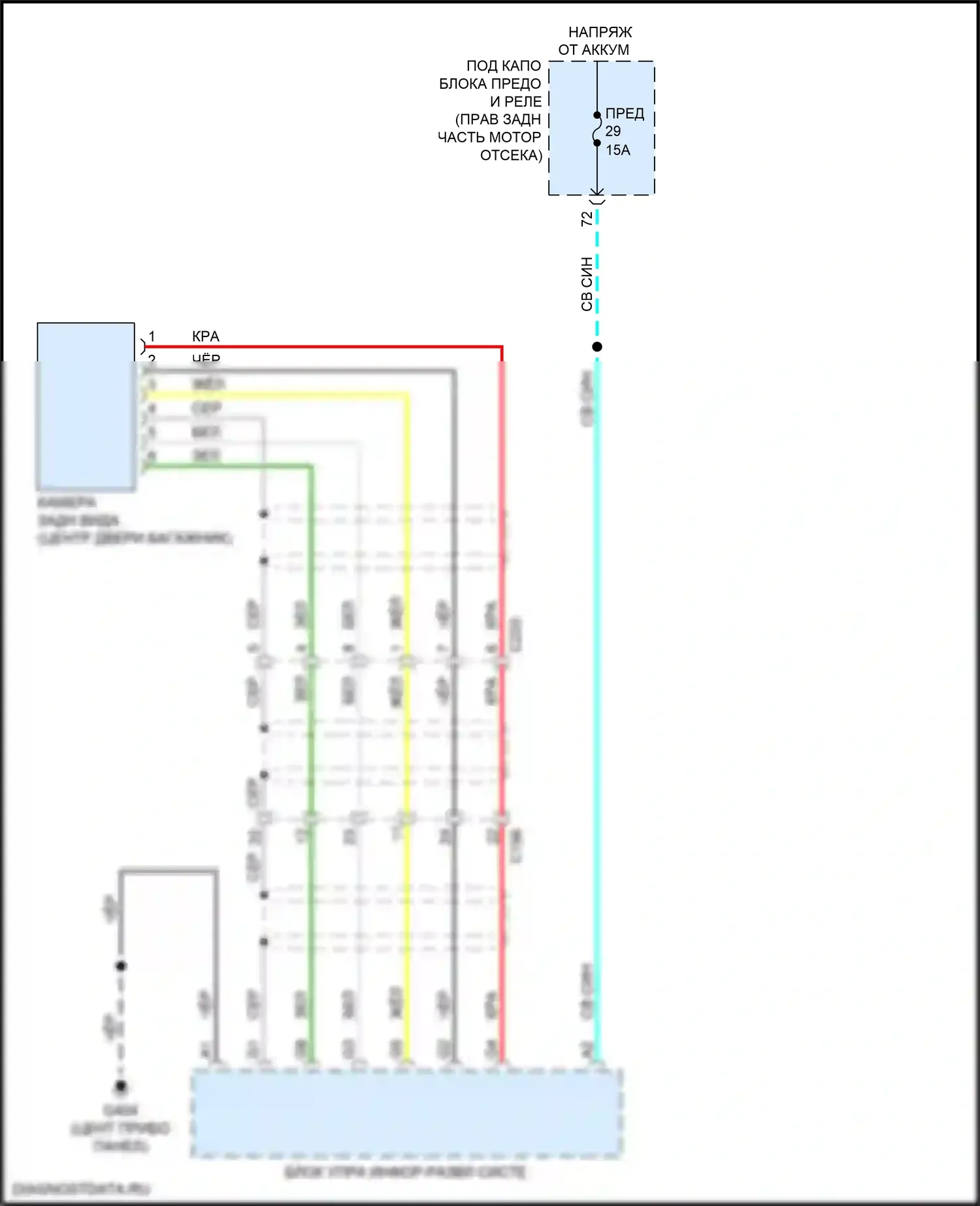 Passport Honda III рестайлинг (2021-2024): Электросхема задней камеры 