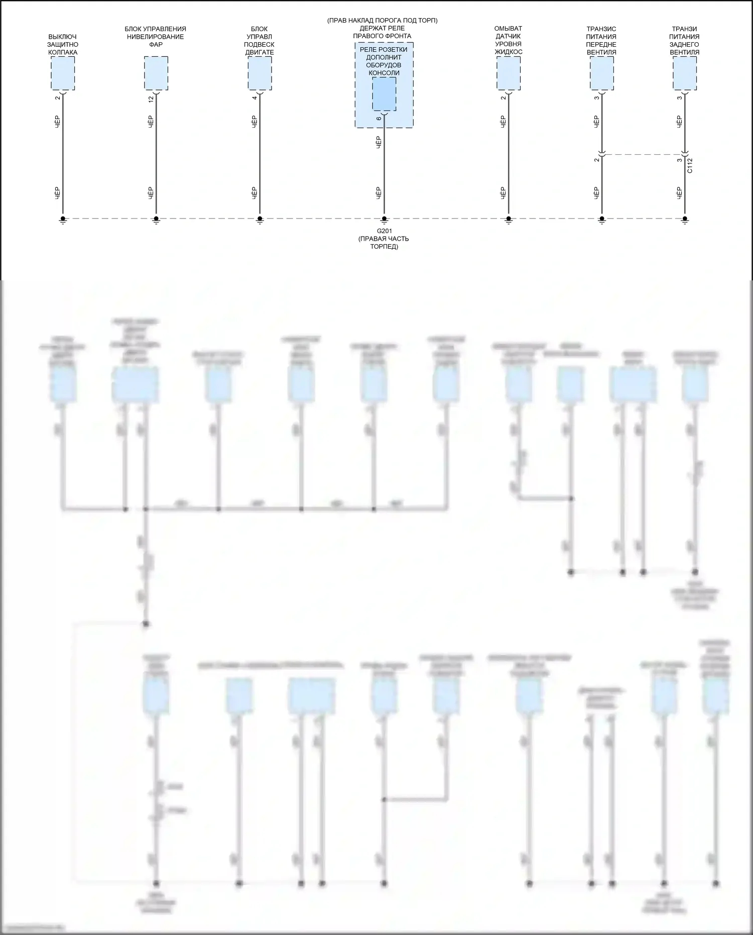 Passport Honda III рестайлинг (2021-2024): Электросхема разводки массы (1 из 8) 