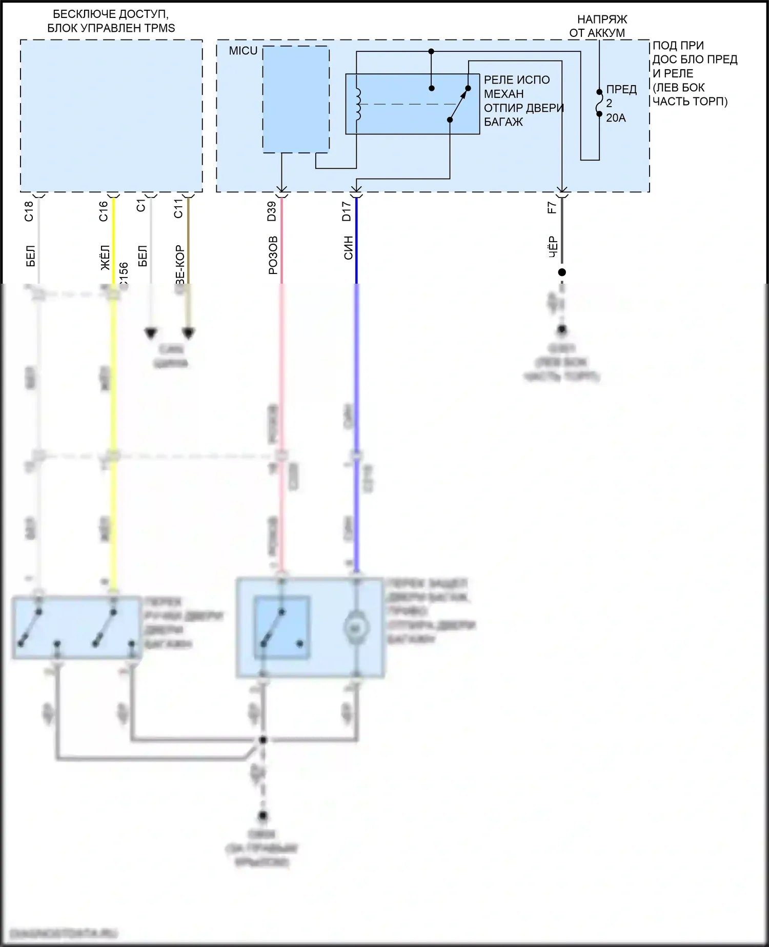 Passport Honda III (2019-2021): Электросхема выпуска двери багажника 