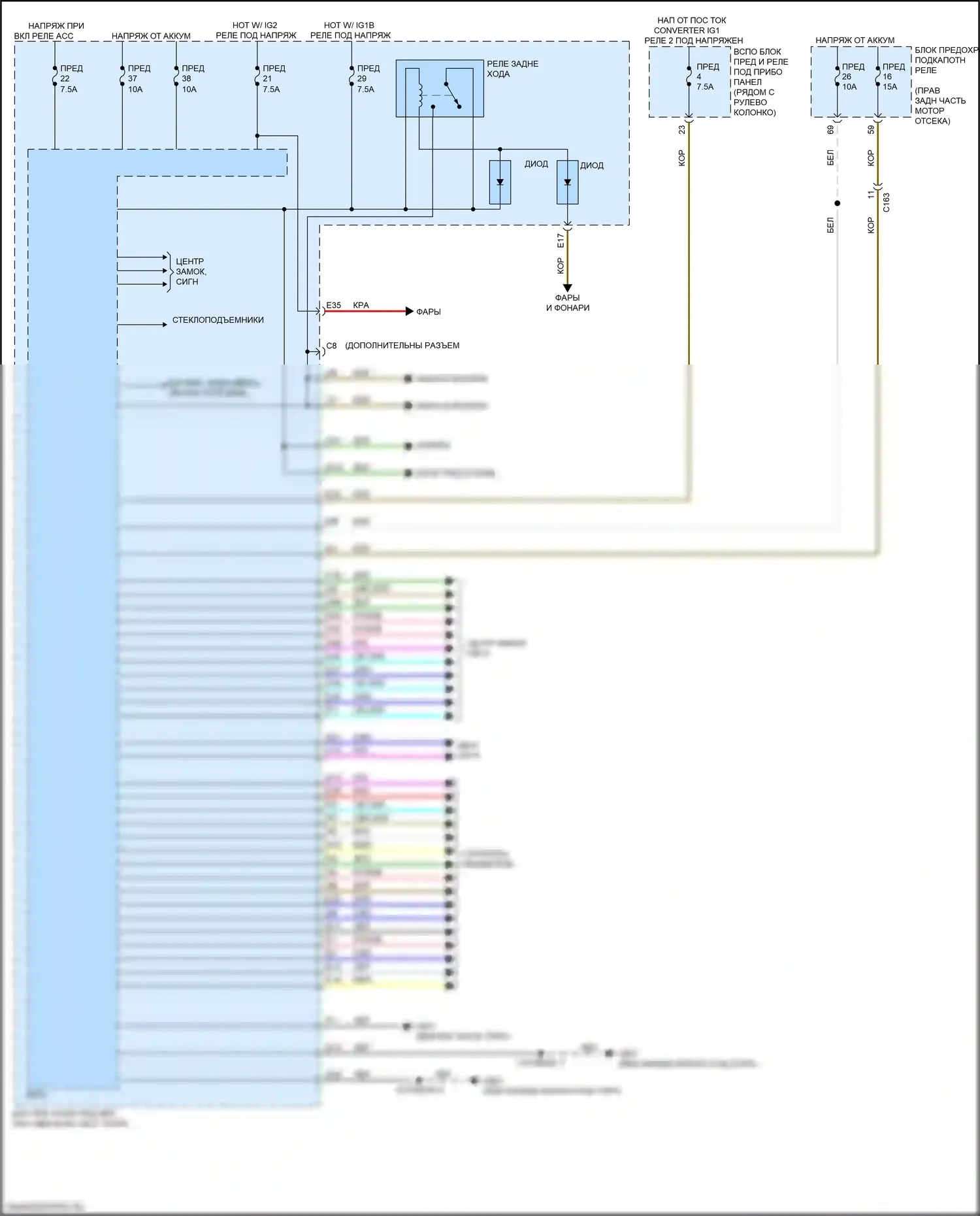 Passport Honda III (2019-2021): Электросхема блоков управления кузовом (1 из 2) 
