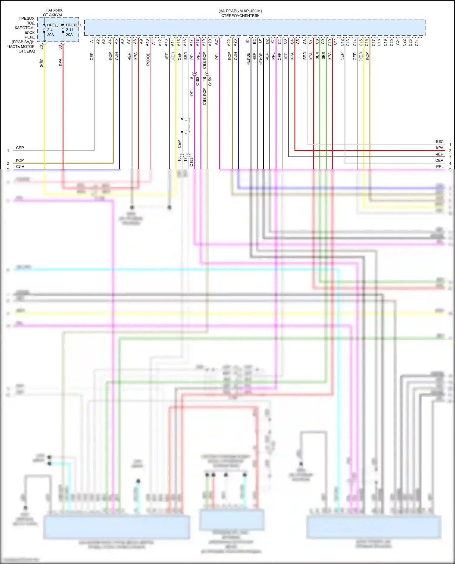 Passport Honda III (2019-2021): Электросхема магнитолы, с дисплеем аудио и 10 динамиками (3 из 5) 