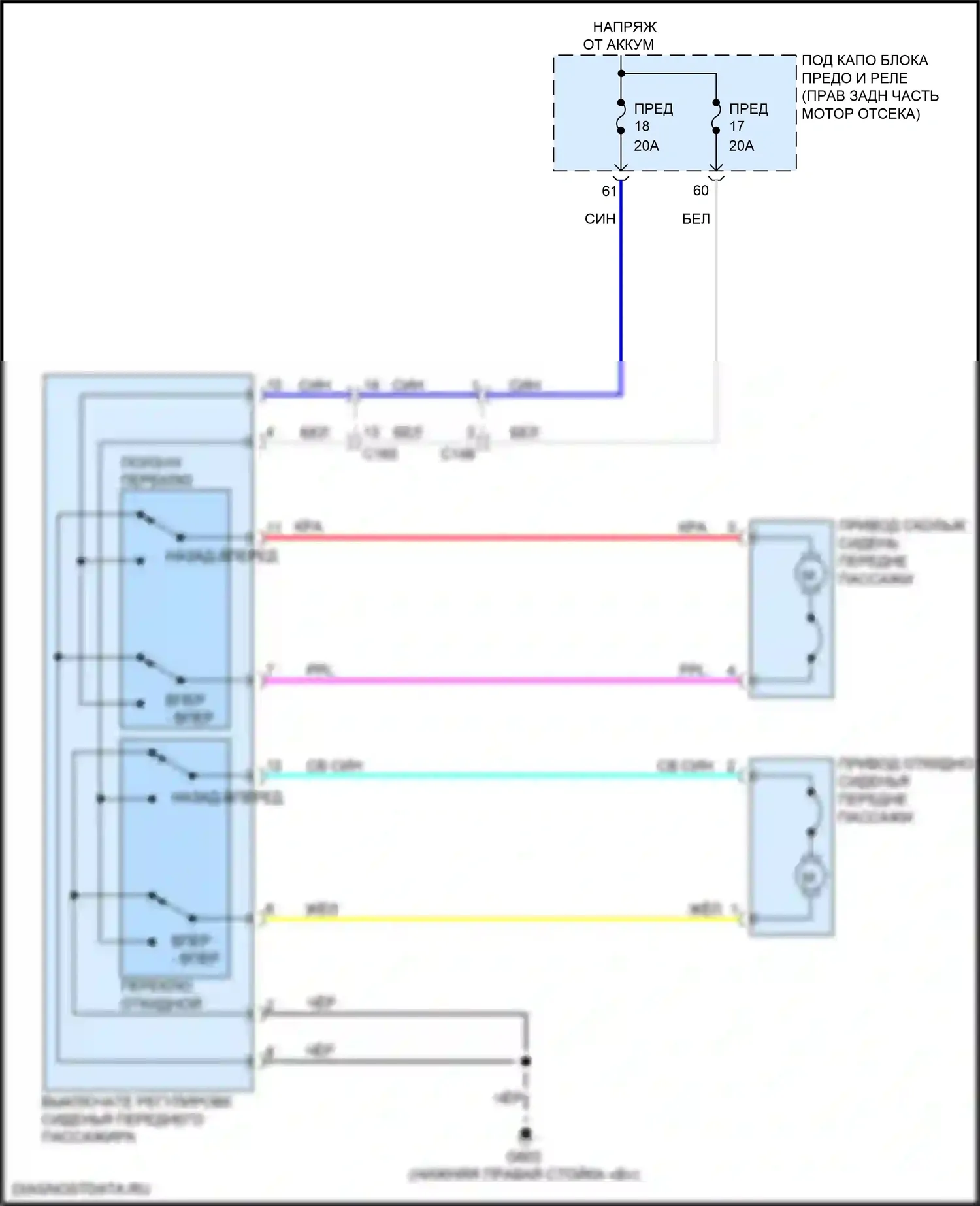 Passport Honda III (2019-2021): Электросхема сиденья питания для пассажиров 