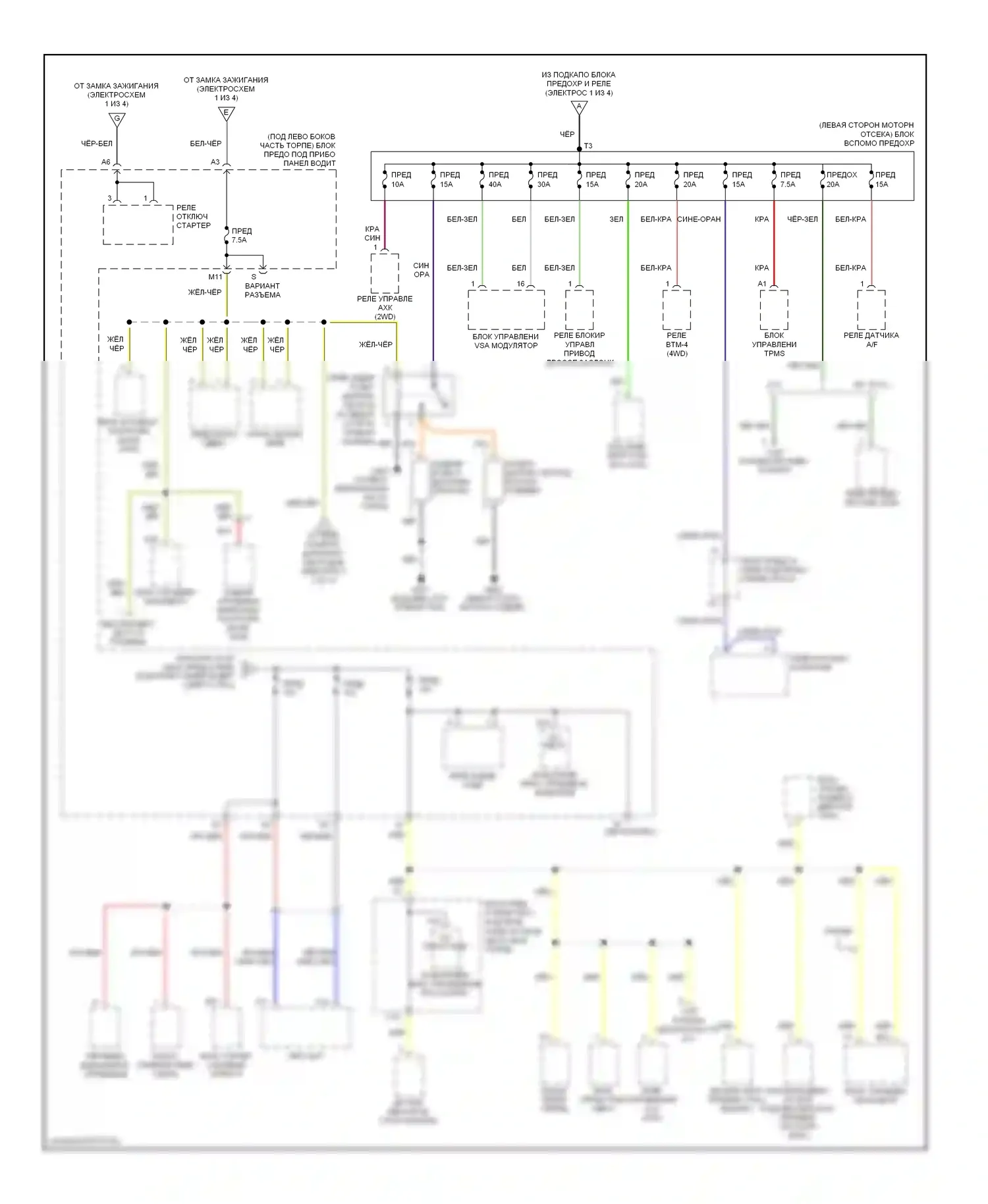 Pilot Honda I рестайлинг (2005-2008): Электросхема блока предохранителей реле (4 из 4) 