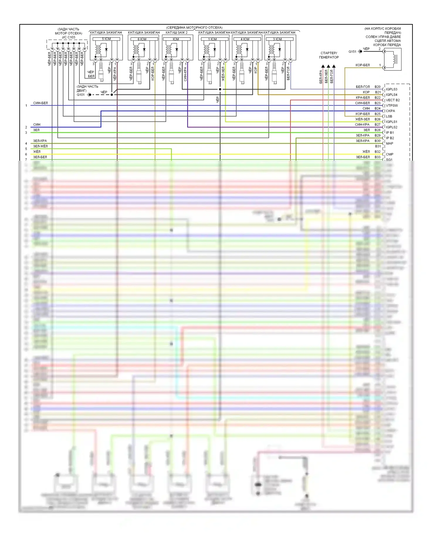 Pilot Honda I рестайлинг (2005-2008): Электросхема двигателя 3.5l, 4wd (6 из 6) 