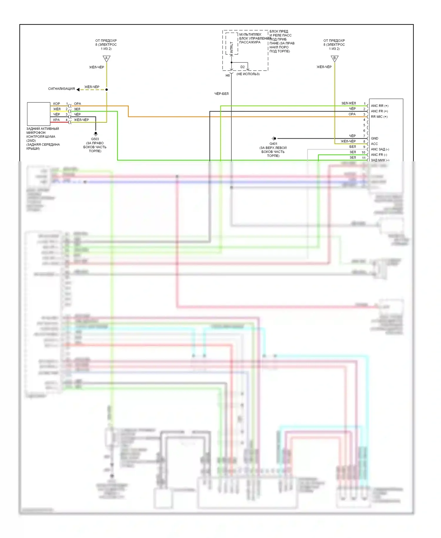 Pilot Honda I рестайлинг (2005-2008): Электросхема магнитолы, ex-l с навигацией (2 из 2) 