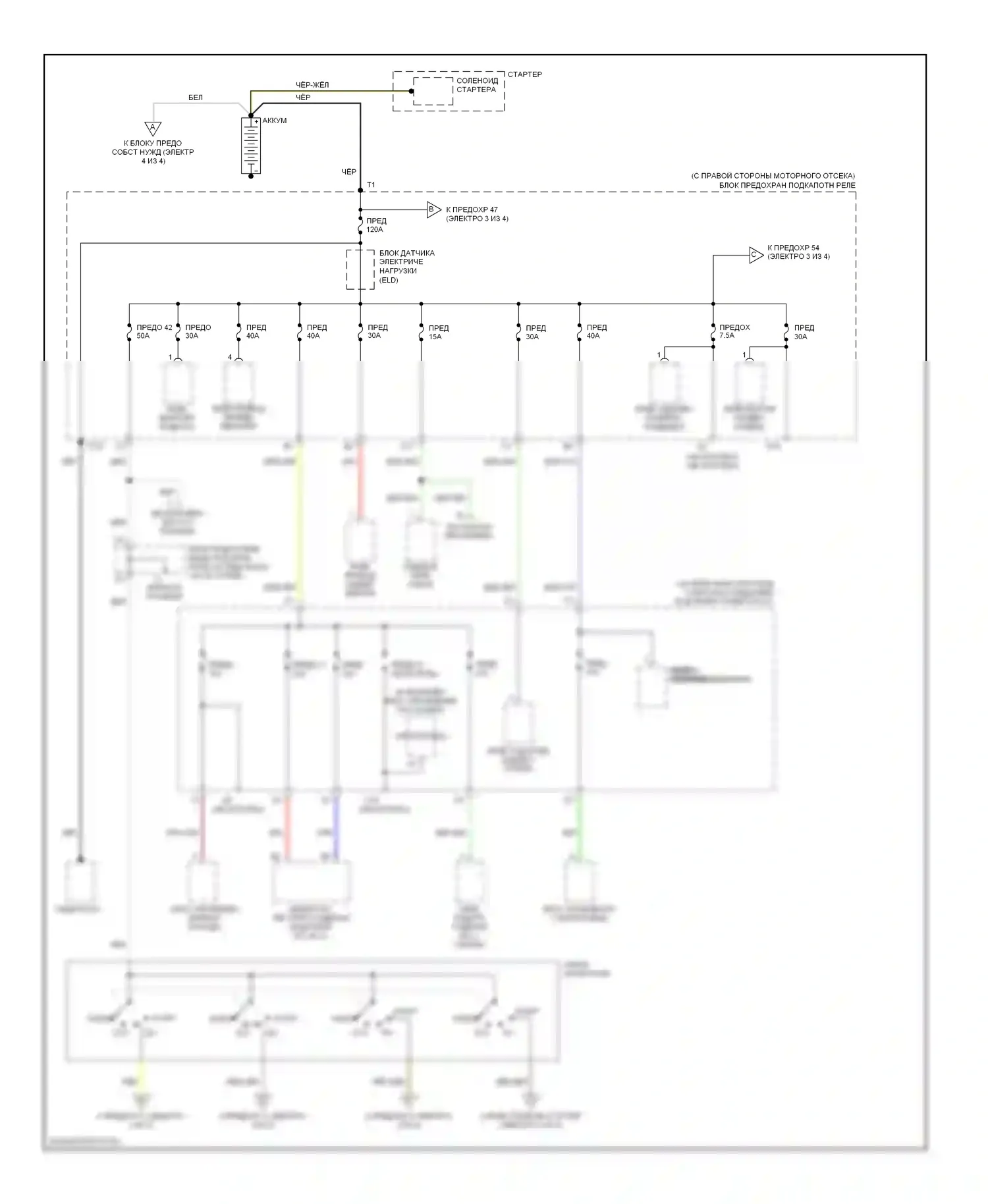 Pilot Honda I (2002-2005): Электросхема блока предохранителей реле (1 из 4) 