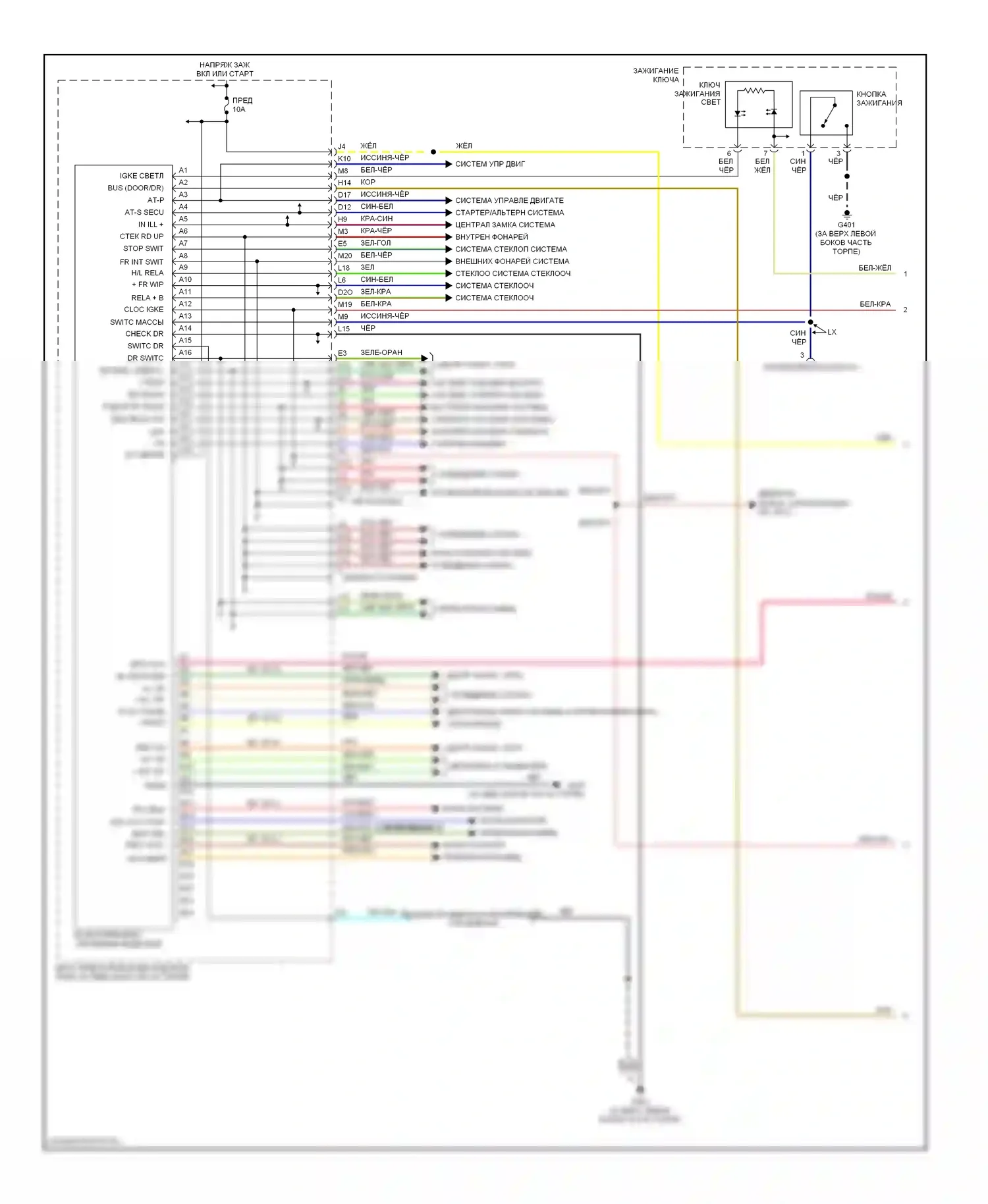 Pilot Honda I (2002-2005): Электросхема блоков управления кузовом (1 из 2) 