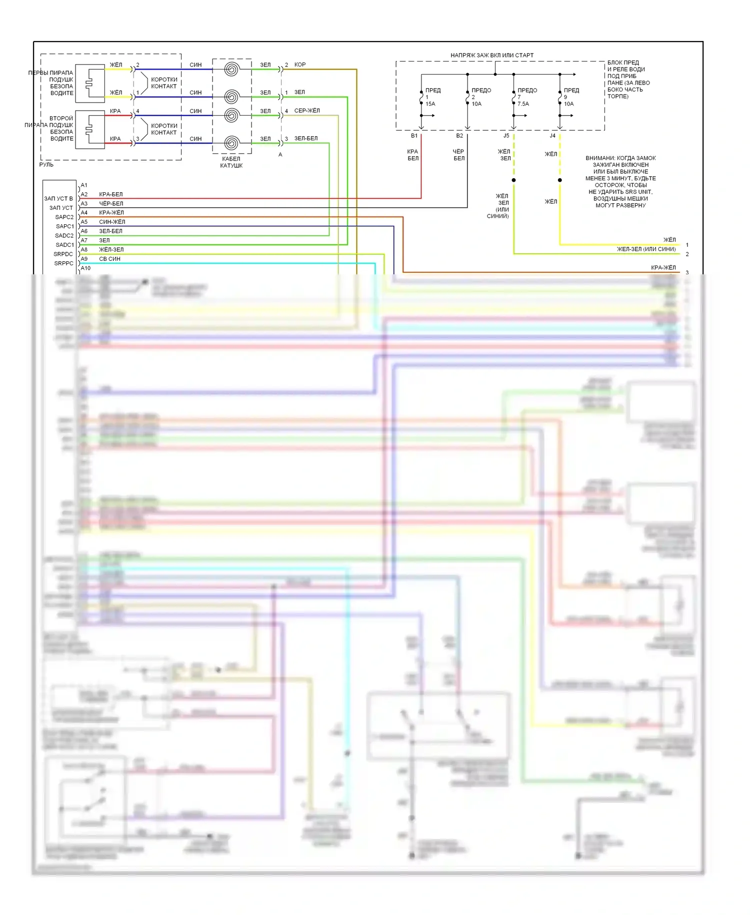 Pilot Honda I (2002-2005): Электросхема подушек безопасности (1 из 2) 