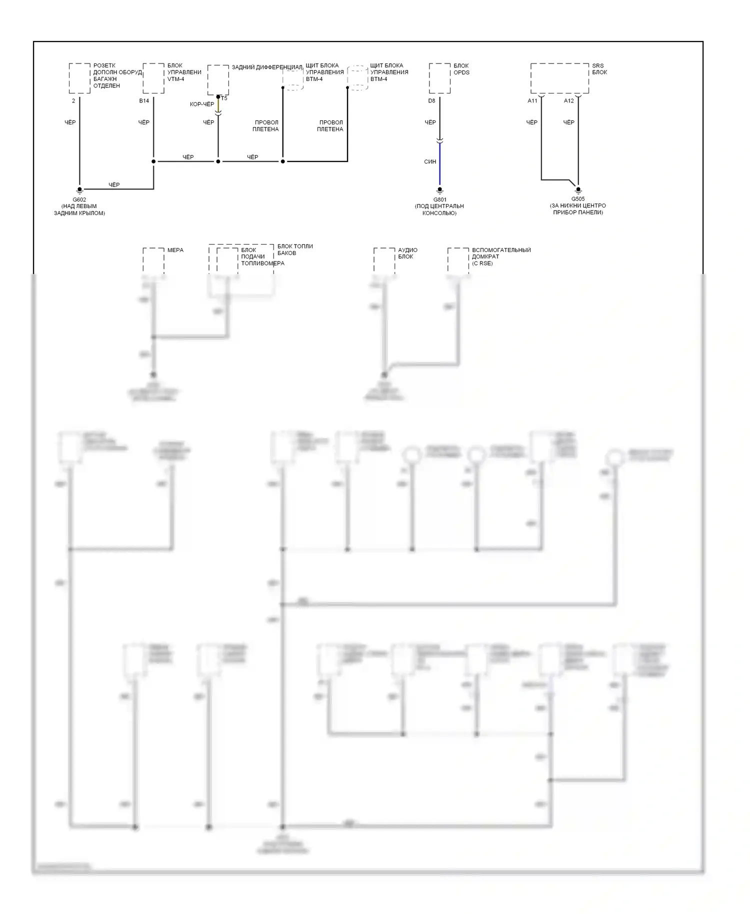 Pilot Honda I (2002-2005): Электросхема точек подключения масс (4 из 4) 