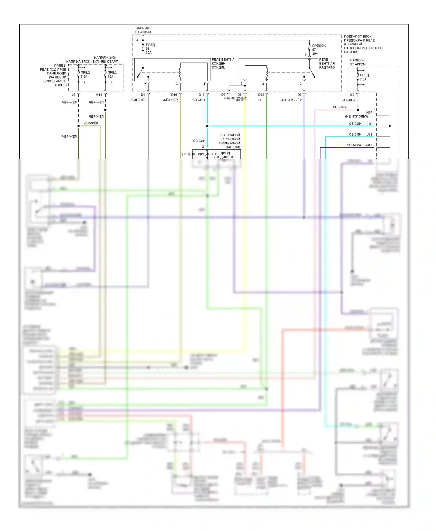 Pilot Honda I (2002-2005): Электросхема вентилятора охлаждения 