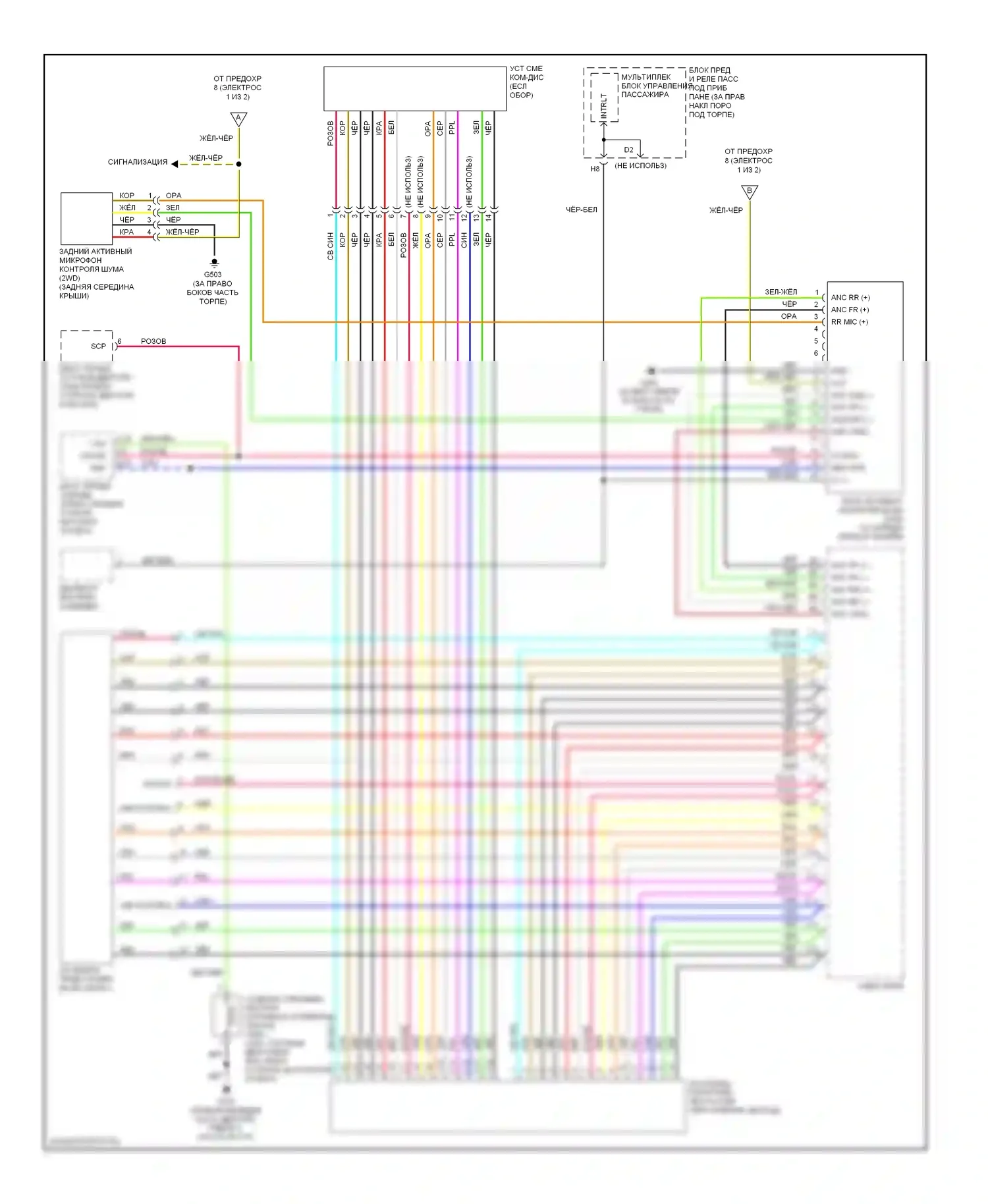 Pilot Honda I (2004-2009): Магнитола электросхема, lx без спутниковой магнитолы (2 из 2) 