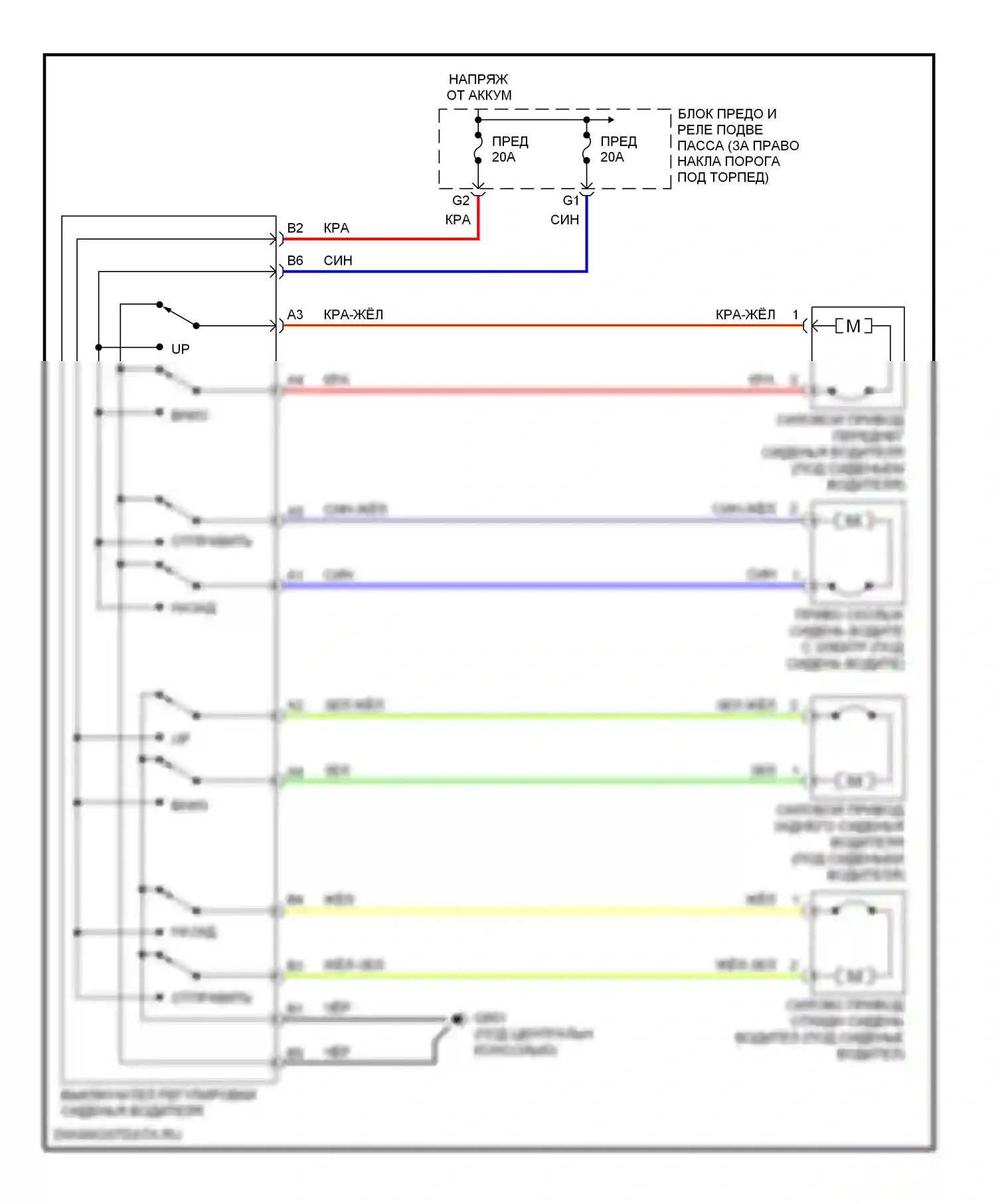 Pilot Honda I (2004-2009): Электросхема силового сиденья 