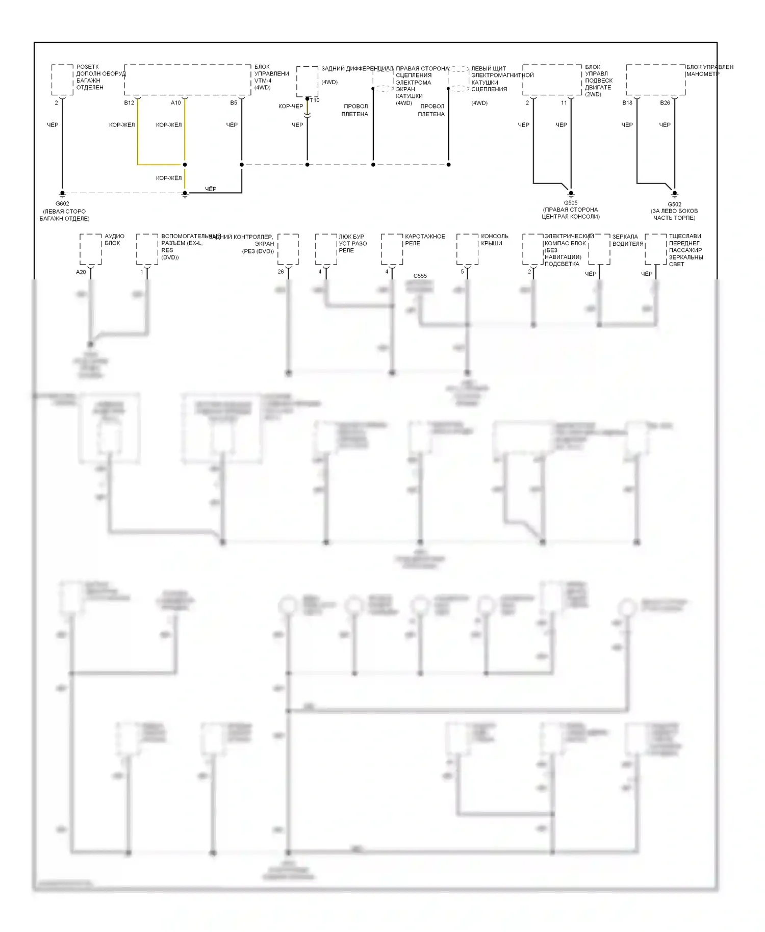 Pilot Honda I (2004-2009): Электросхема точек подключения масс (4 из 4) 