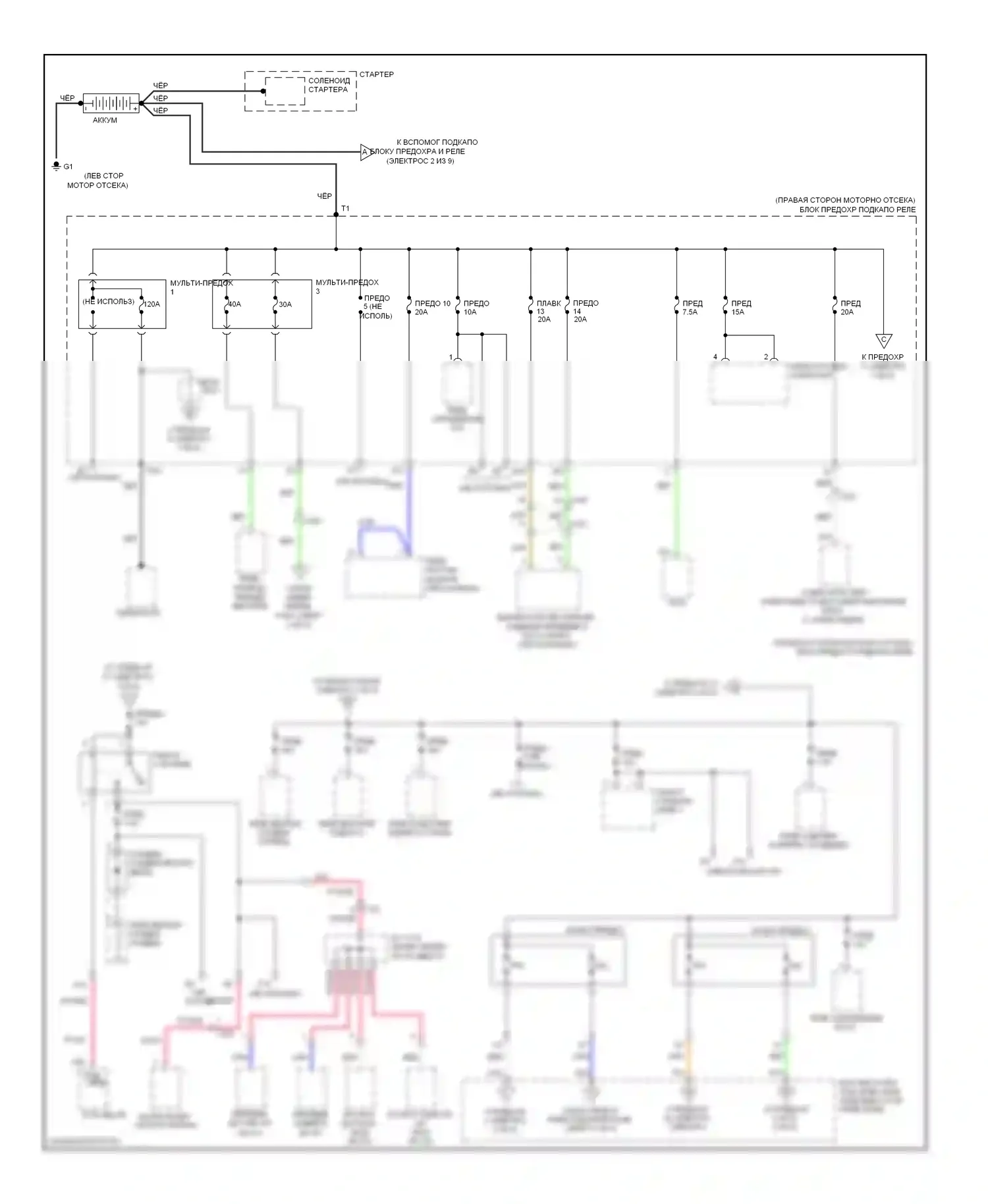 Pilot Honda II рестайлинг (2011-2015): Электросхема блока предохранителей реле (1 из 9) 
