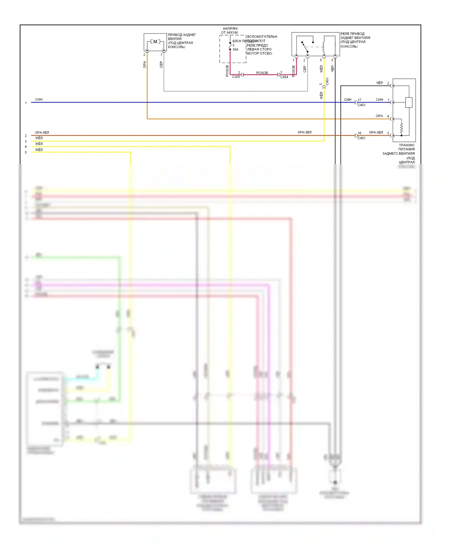 Pilot Honda II рестайлинг (2011-2015): Электросхема ручного кондиционера (2 из 3) 