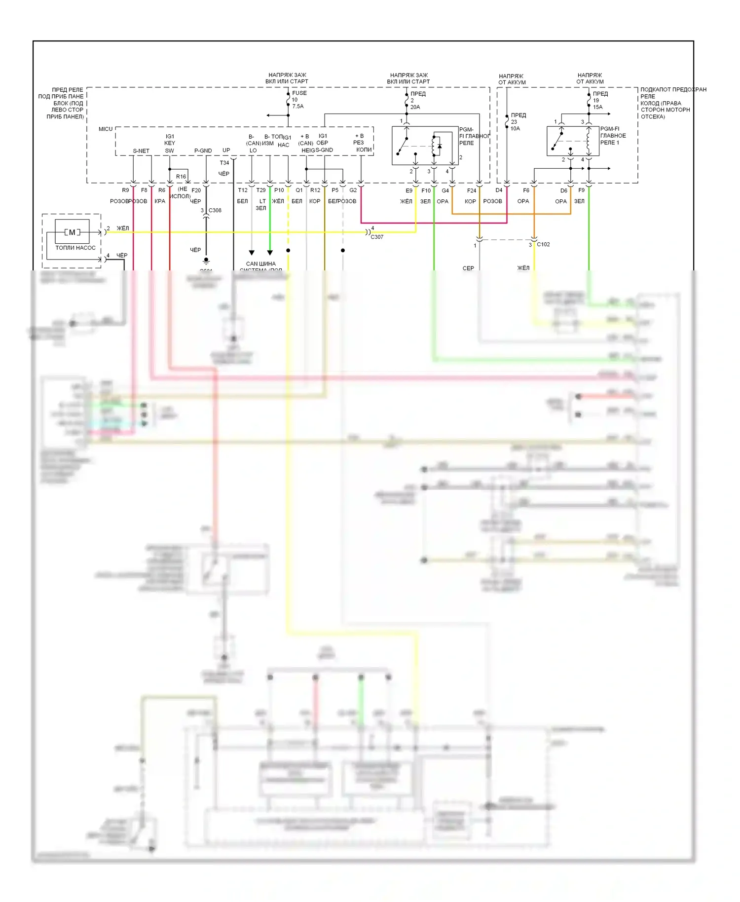 Pilot Honda II рестайлинг (2011-2015): Электросхема иммобилайзера 