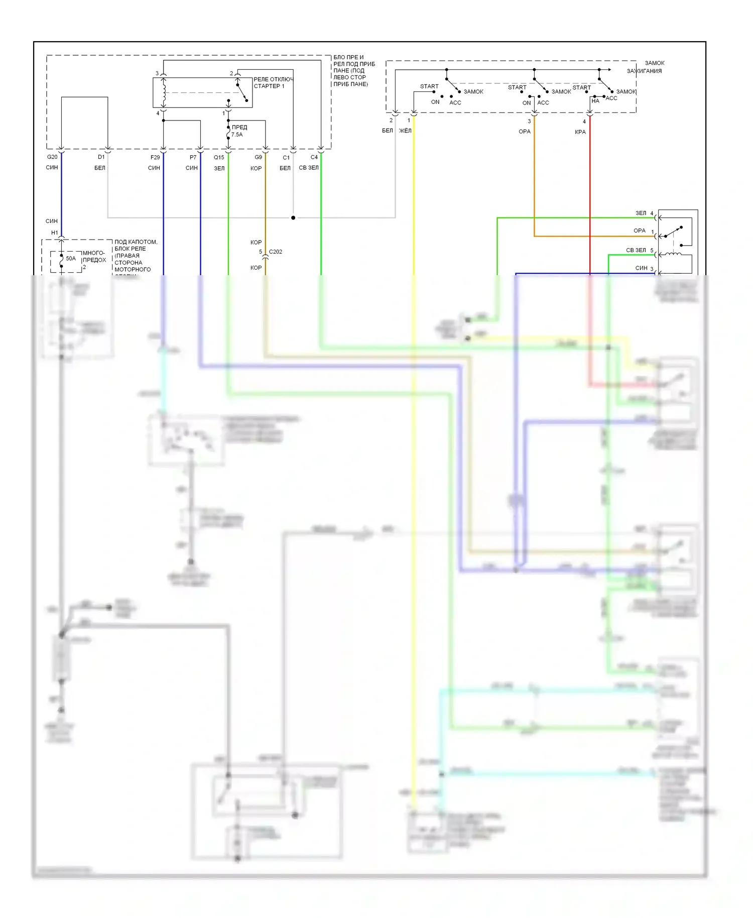 Pilot Honda II рестайлинг (2011-2015): Электросхема стартера 