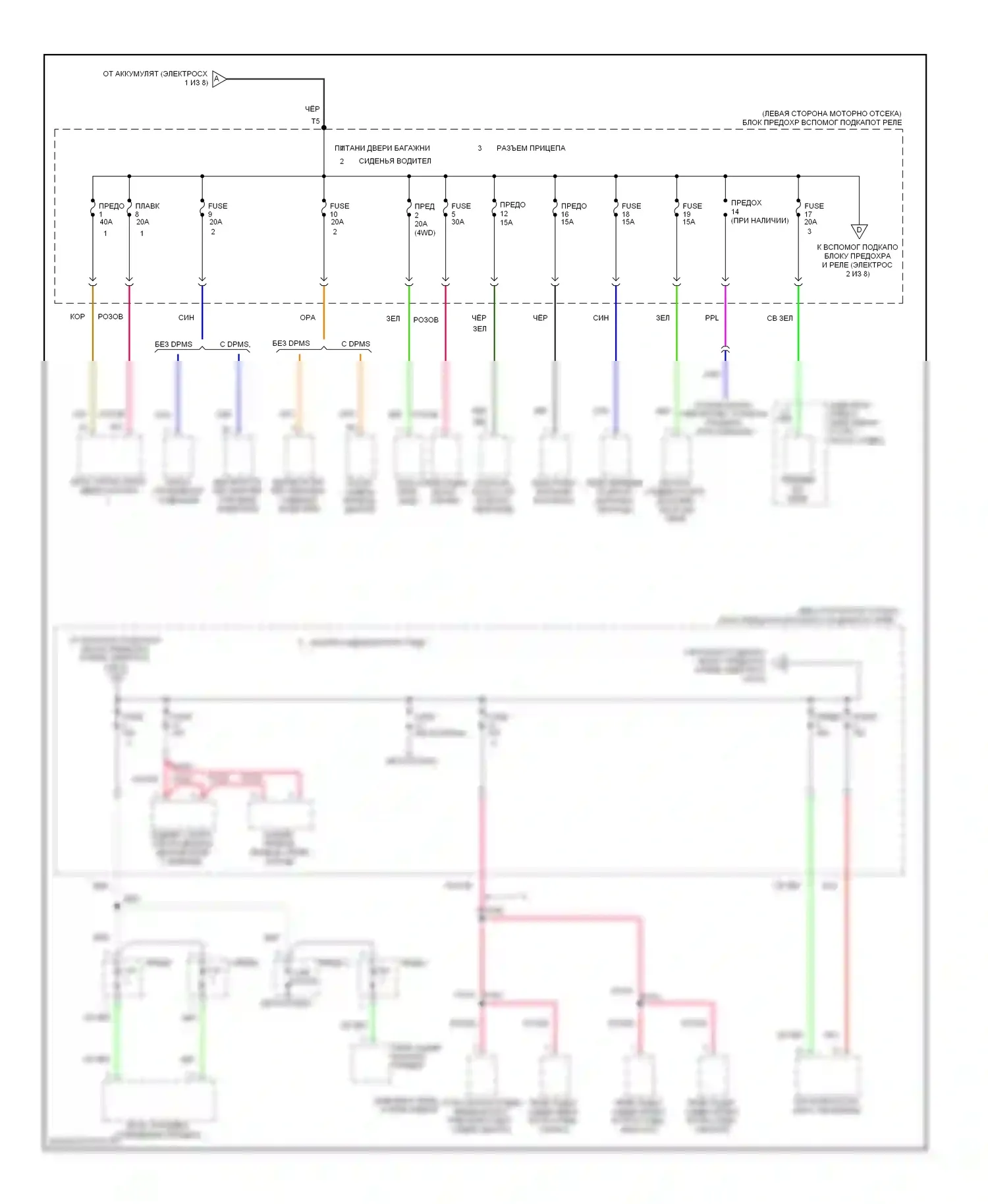 Pilot Honda II (2008-2011): Электросхема блока предохранителей реле (2 из 8) 