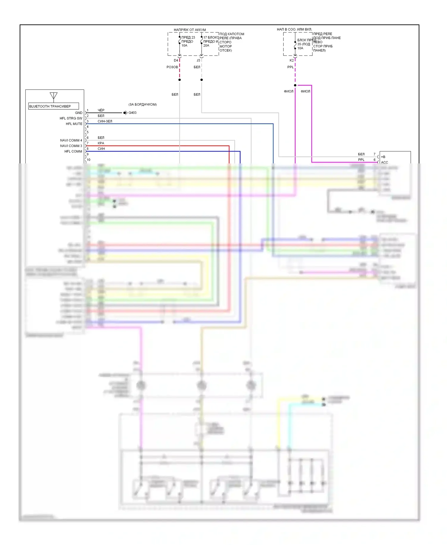 Pilot Honda II (2008-2011): Электросхема блока громкоговорящей связи, кроме аксессуара honda 
