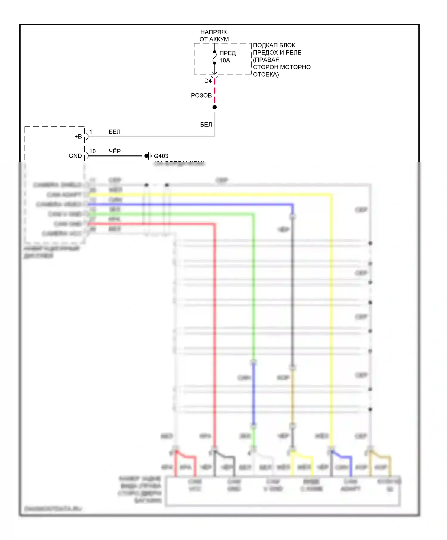 Pilot Honda II (2008-2011): Электросхема задней камеры 