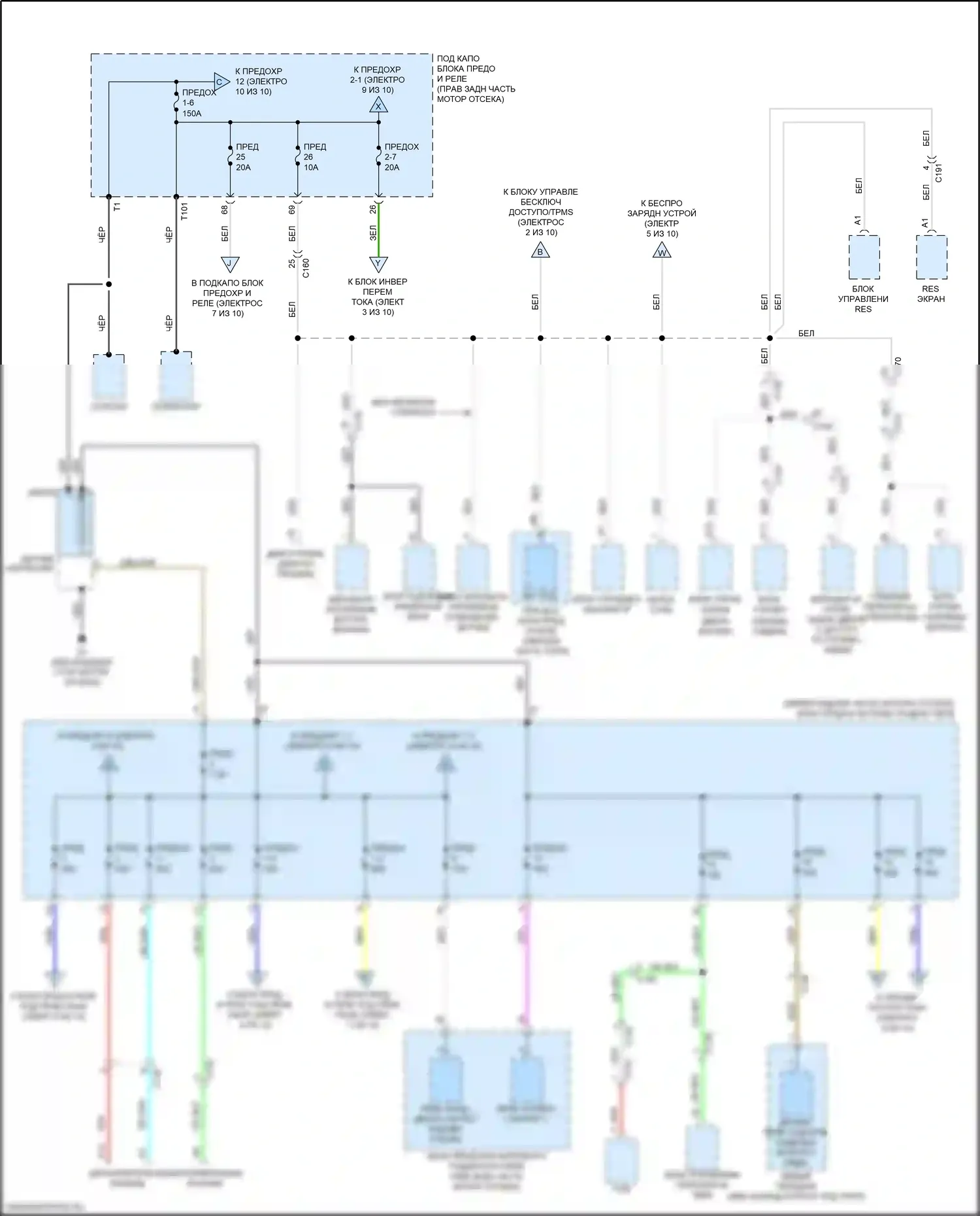 Pilot Honda III рестайлинг (2018-2022): Электросхема блока предохранителей реле, с автоматическим остановом холостого хода (1 из 10) 