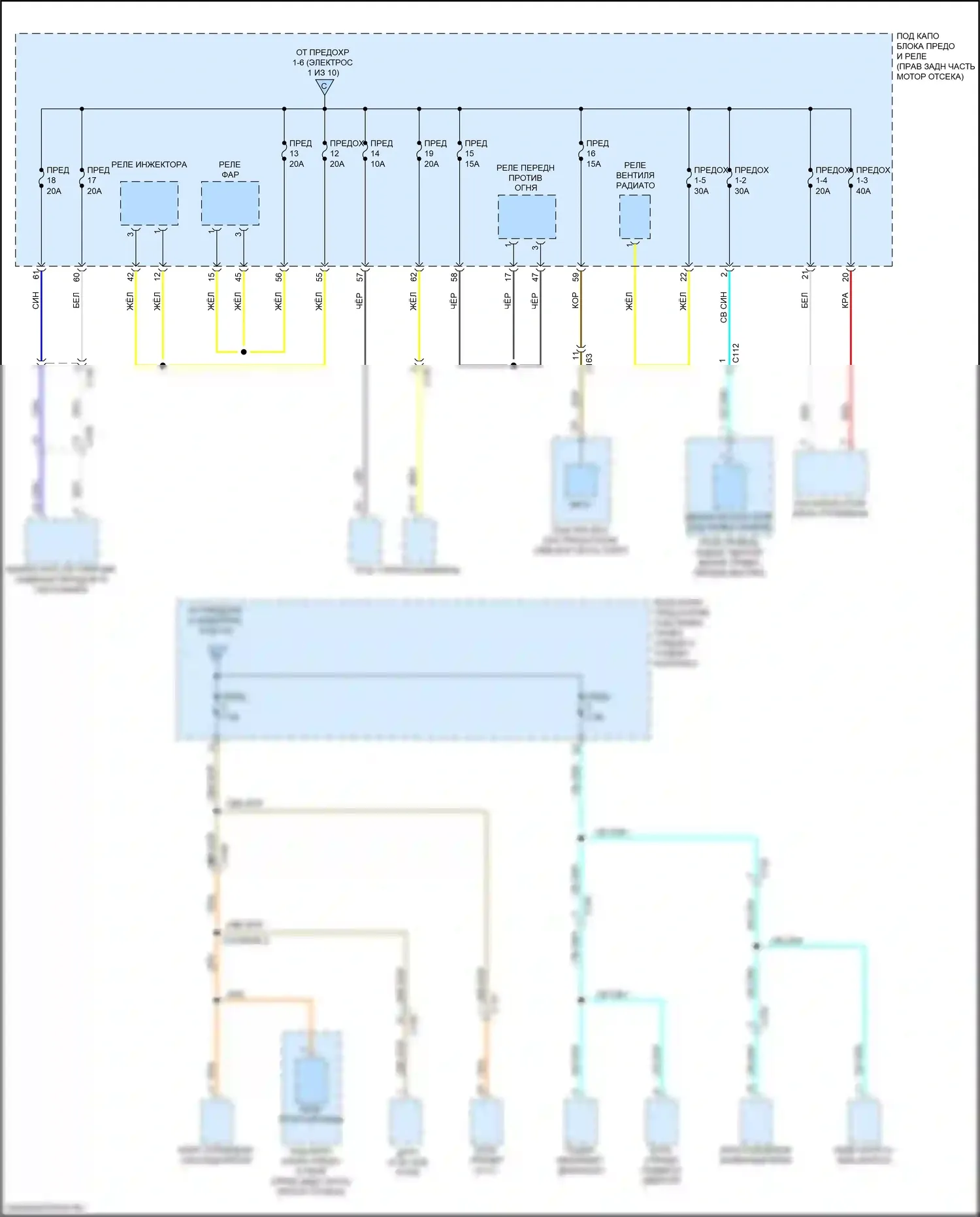 Pilot Honda III рестайлинг (2018-2022): Электросхема блока предохранителей реле, с автоматическим остановом холостого хода (10 из 10) 
