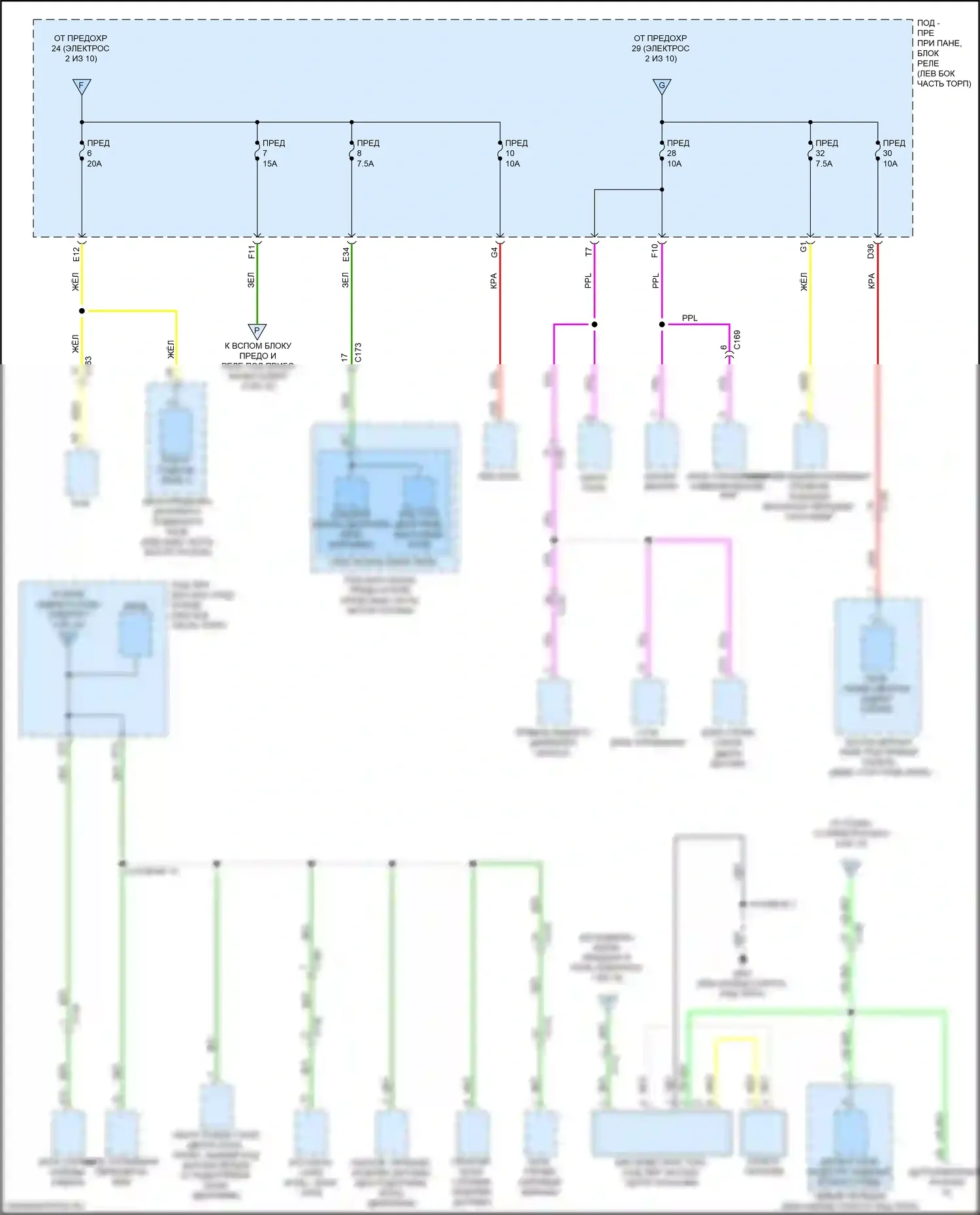 Pilot Honda III рестайлинг (2018-2022): Электросхема блока предохранителей реле, с автоматическим остановом холостого хода (3 из 10) 