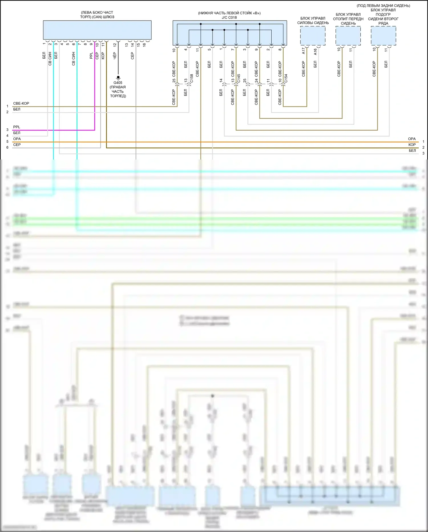 Pilot Honda III рестайлинг (2018-2022): Can шина электросхема, 9-ступенчатая автоматическая коробка передач (2 из 6) 