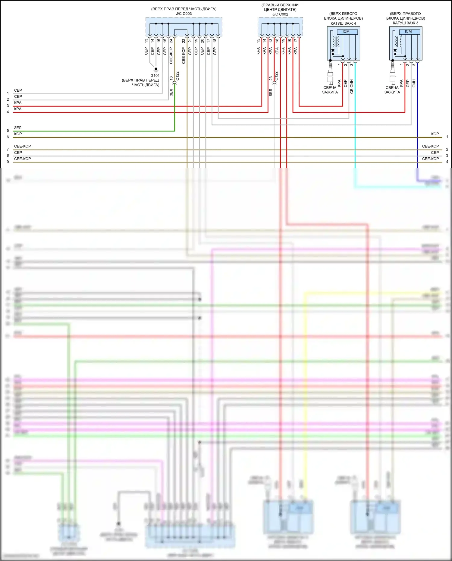 Pilot Honda III рестайлинг (2018-2022): Электросхема двигателя 3.5л, 9-ступенчатая автоматическая коробка передач (6 из 8) 