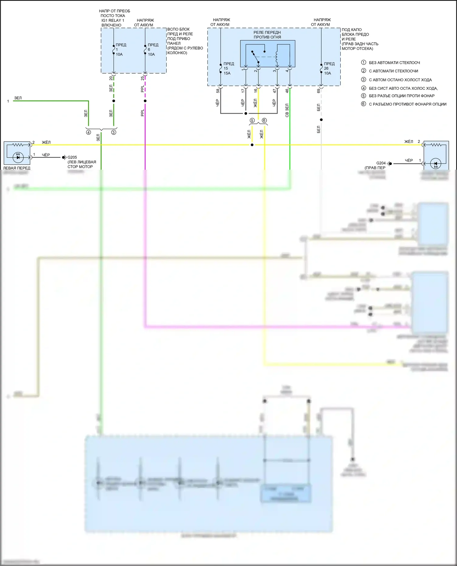 Pilot Honda III рестайлинг (2018-2022): Электросхема фар (2 из 2) 